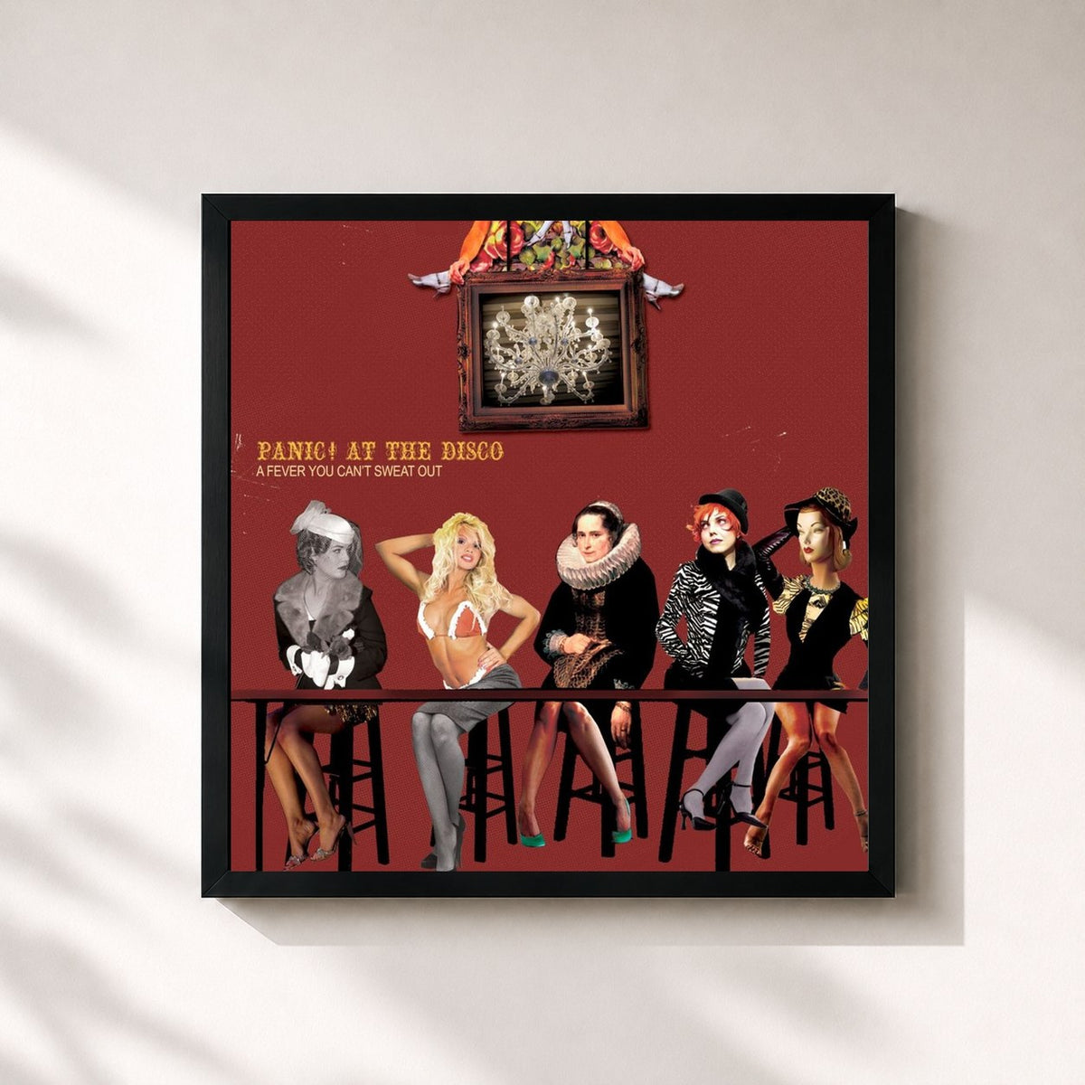 #noir Tableau carré de l'album A Fever You Can't Sweat Out de Panic! At the Disco, cadre noir 32x32 cm