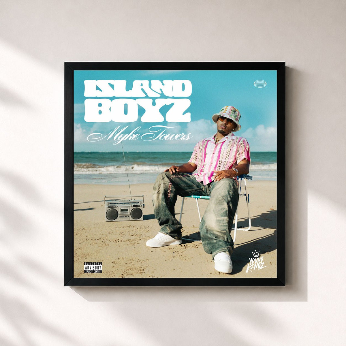 #noir ISLAND BOYZ by Myke Towers as a square framed art print, black 32x32 cm frame
