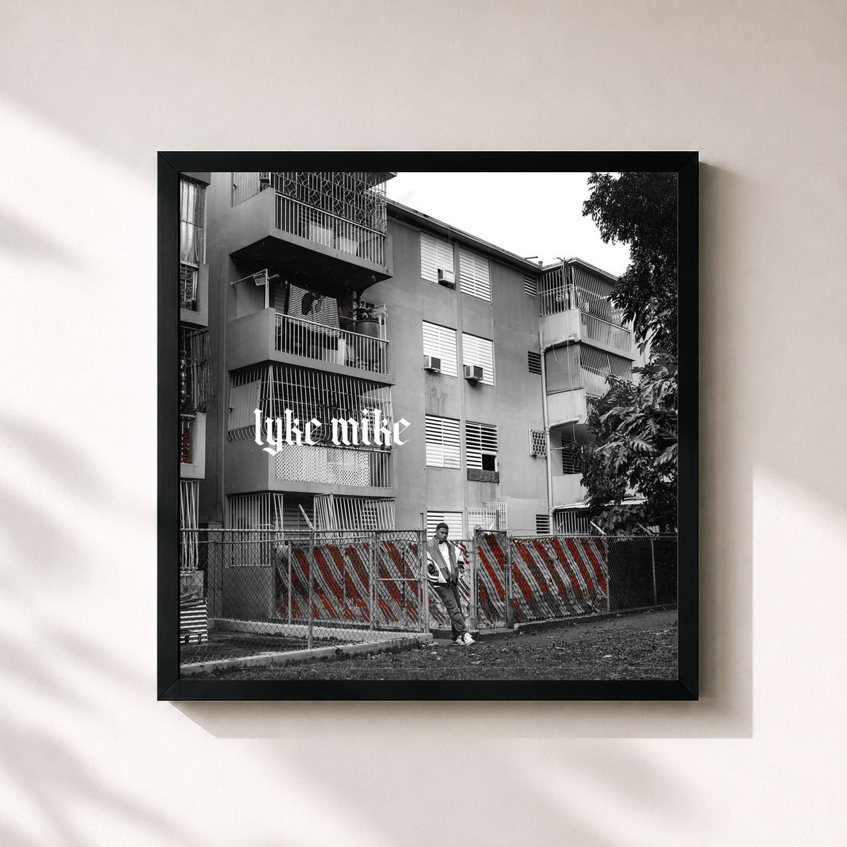 #noir LYKE MIKE by Myke Towers as a square framed art print, black 32x32 cm frame