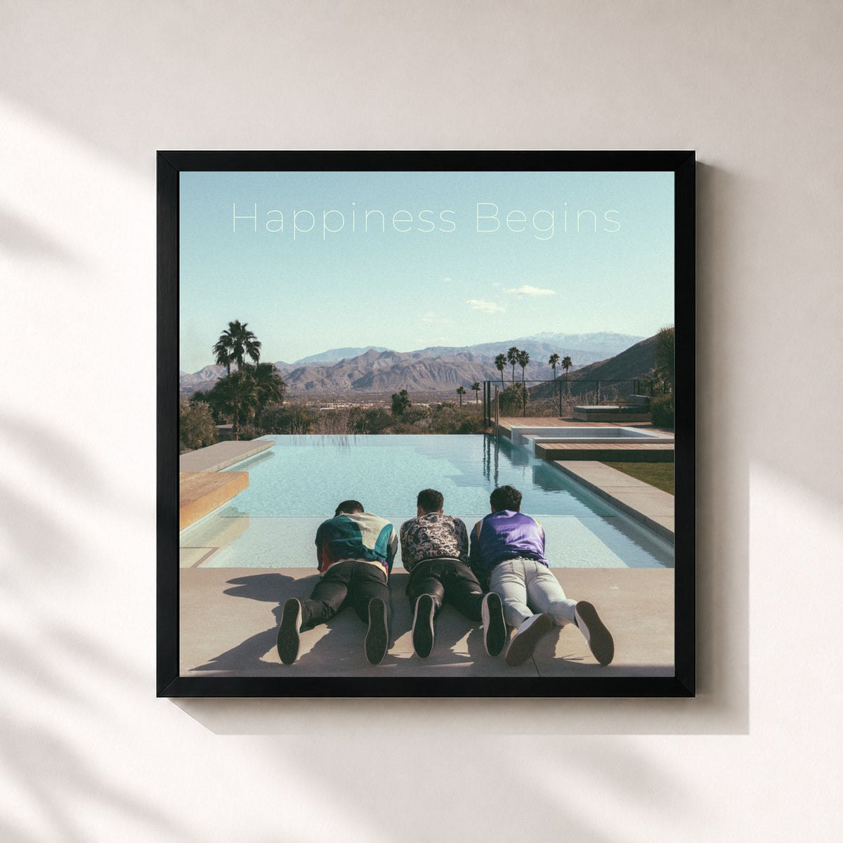#noir Happiness Begins di Jonas Brothers in stampa quadrata incorniciata, cornice nera 32x32 cm