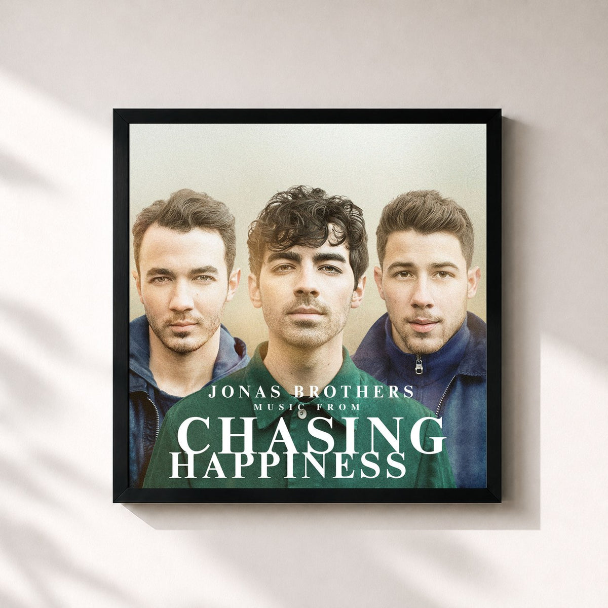 #noir Music From Chasing Happiness di Jonas Brothers in stampa quadrata incorniciata, cornice nera 32x32 cm