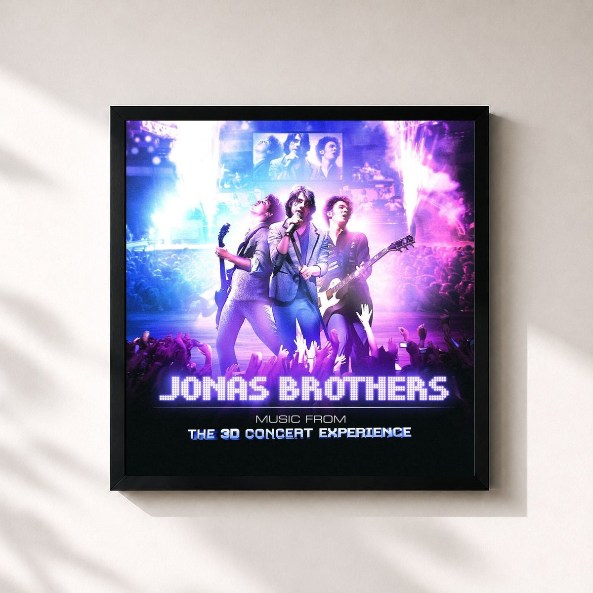 #noir Music from the 3D Concert Experience di Jonas Brothers in stampa quadrata incorniciata, cornice nera 32x32 cm