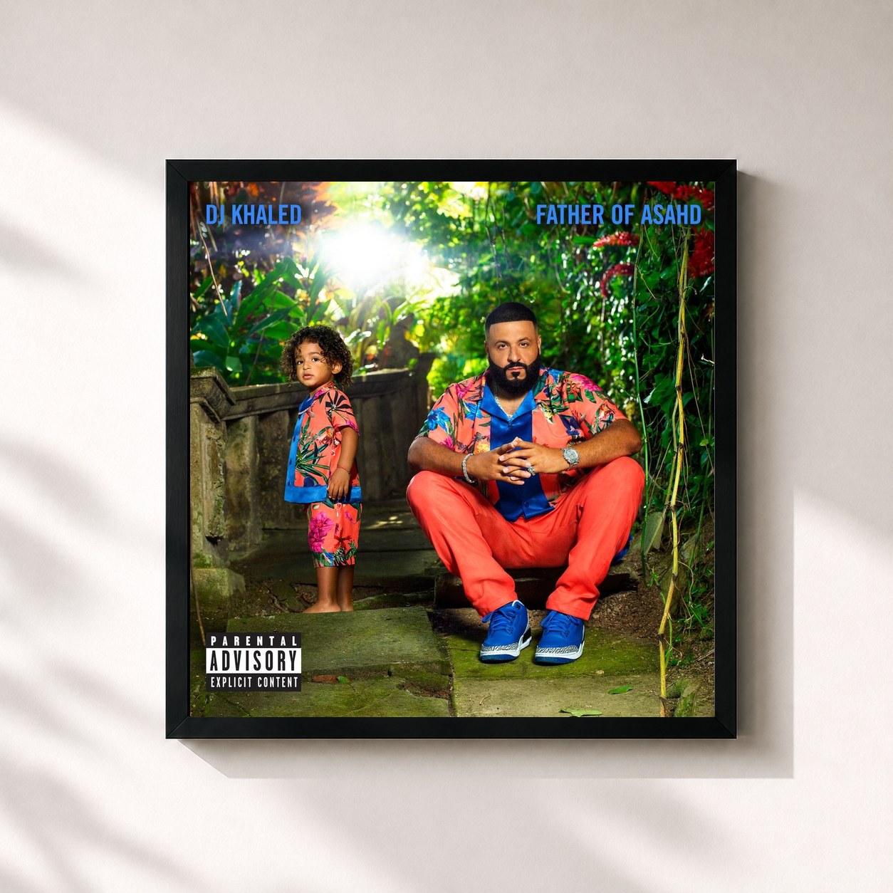 #noir Father Of Asahd by DJ Khaled as a square framed art print, black 32x32 cm frame