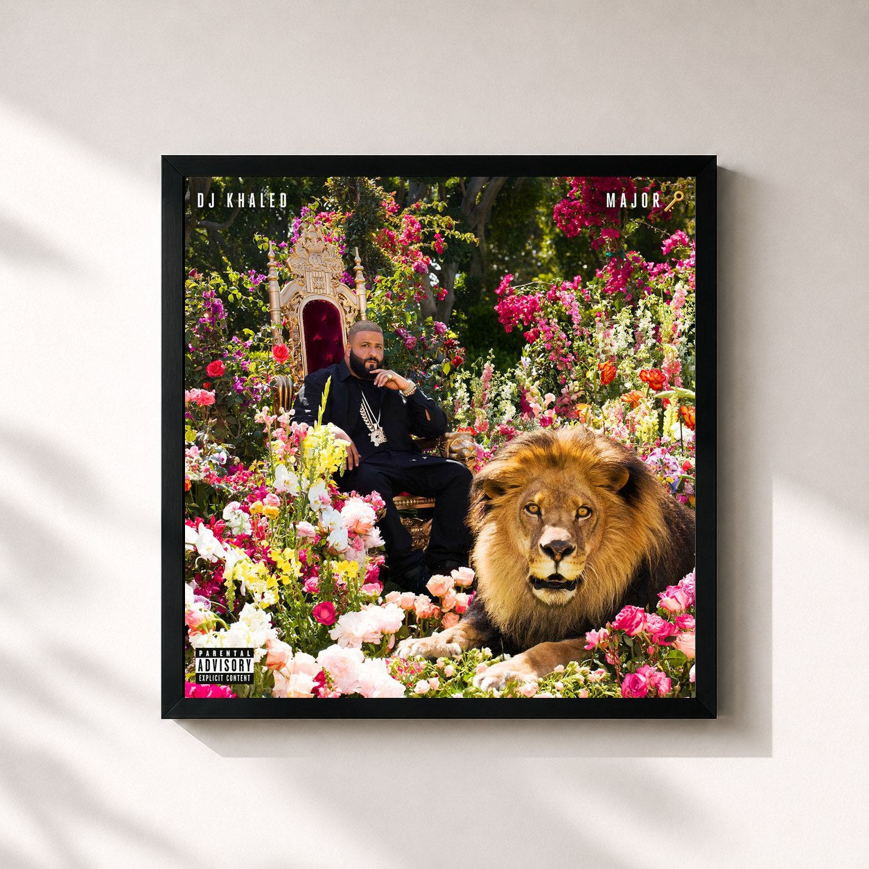 #noir Tableau carré de l'album Major Key de DJ Khaled, cadre noir 32x32 cm