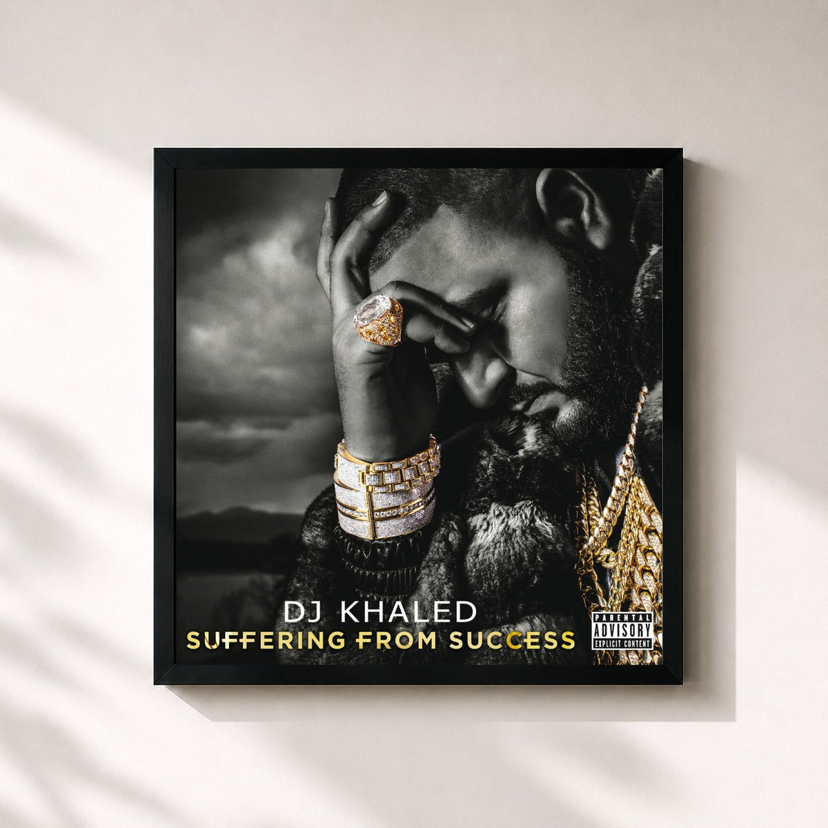 #noir Tableau carré de l'album Suffering From Success (Deluxe Version) de DJ Khaled, cadre noir 32x32 cm