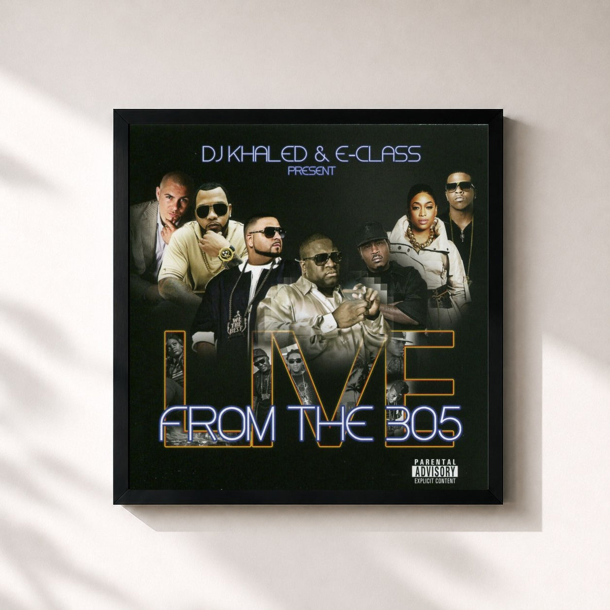 #noir Tableau carré de l'album DJ Khaled & E-class Present From The 305 de DJ Khaled, cadre noir 32x32 cm