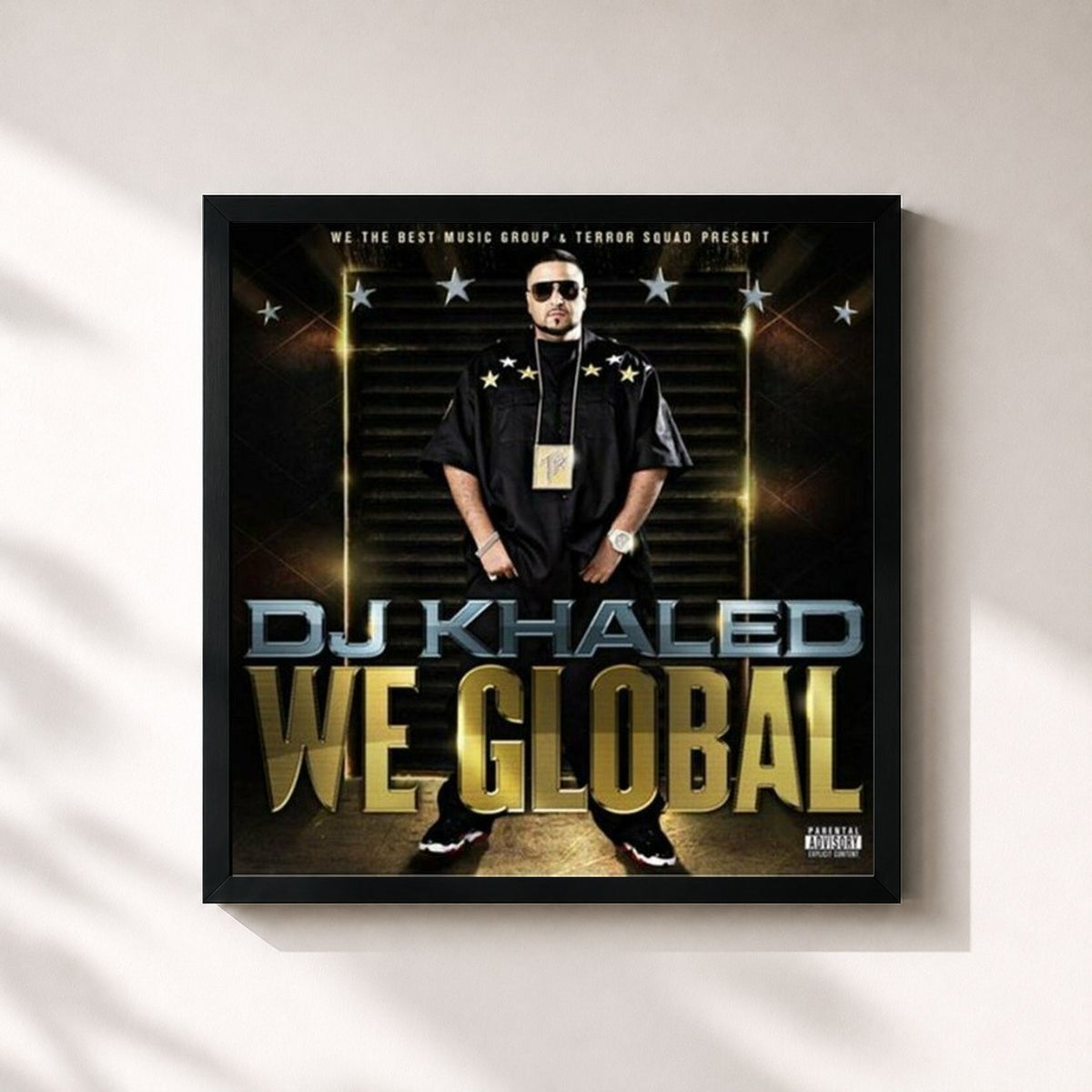 #noir Tableau carré de l'album We Global de DJ Khaled, cadre noir 32x32 cm