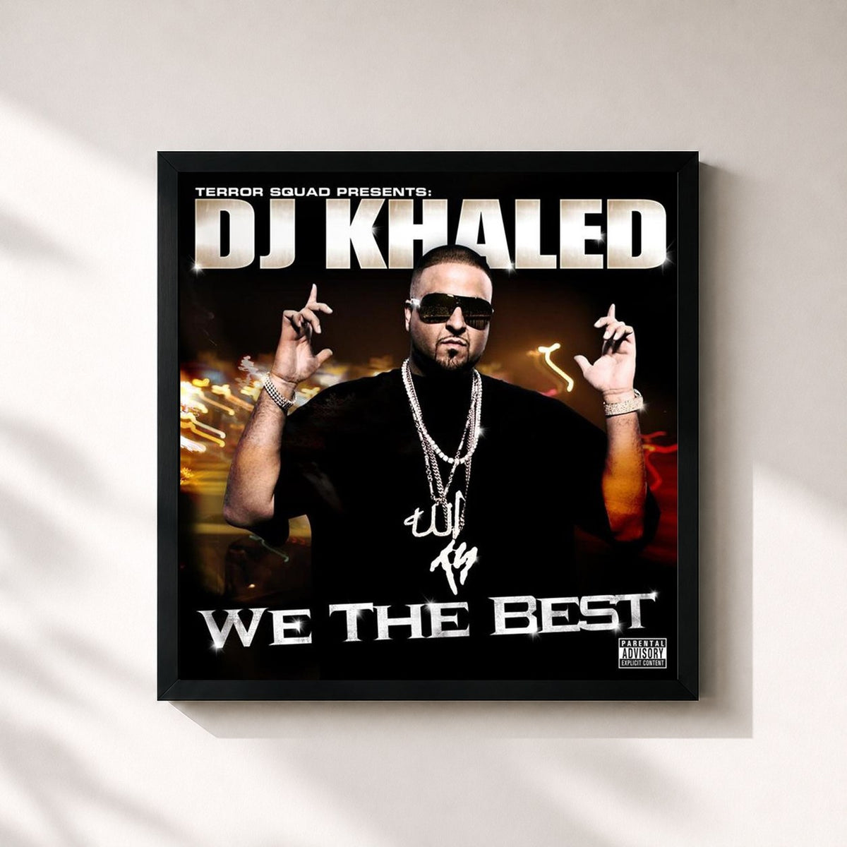 #noir Tableau carré de l'album We The Best de DJ Khaled, cadre noir 32x32 cm
