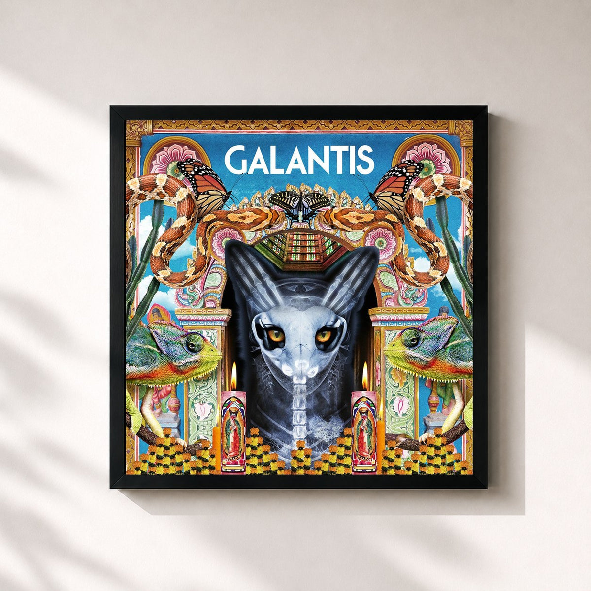 #noir Tableau carré de l'album Church de Galantis, cadre noir 32x32 cm