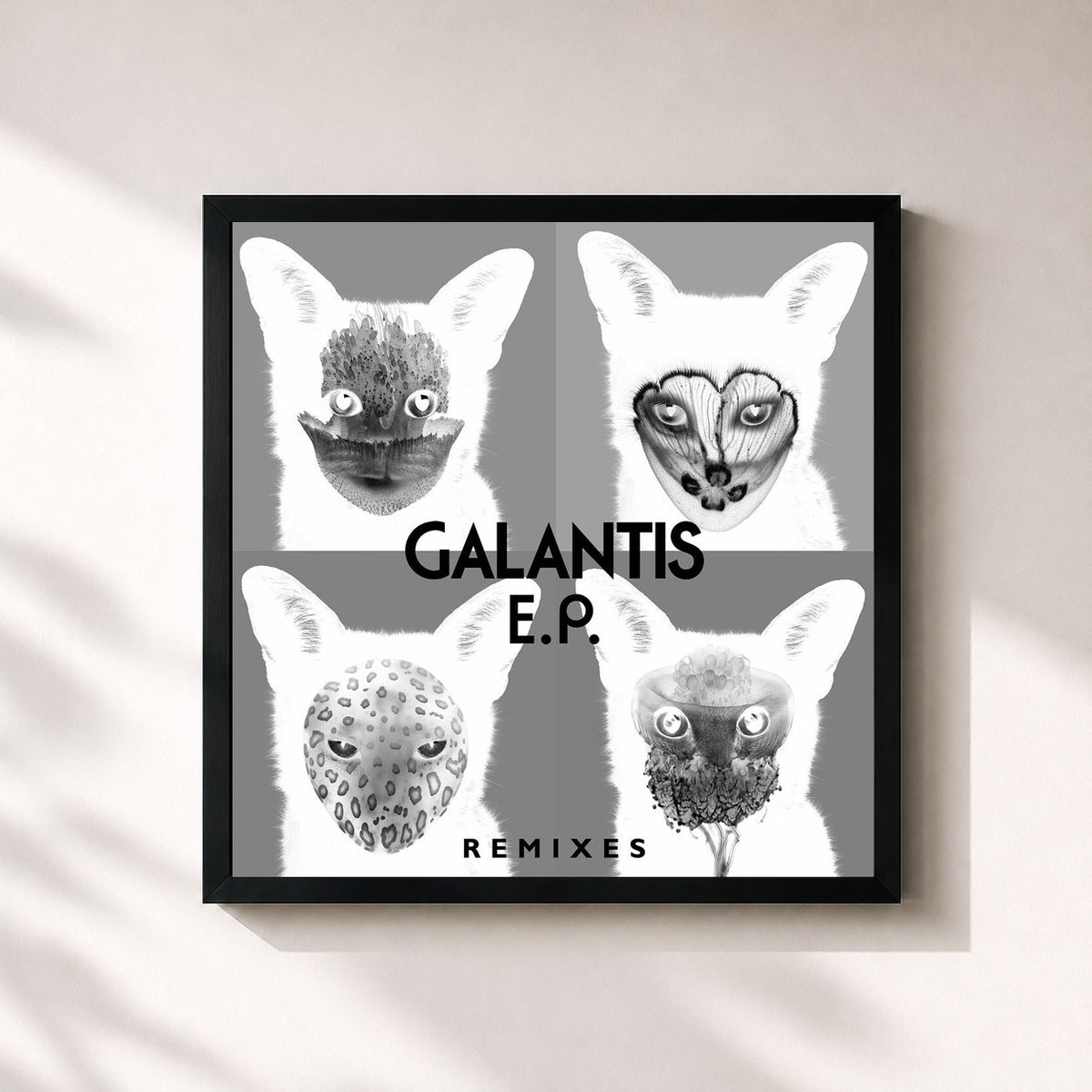 #noir Tableau carré de l'album Galantis Remixes EP de Galantis, cadre noir 32x32 cm