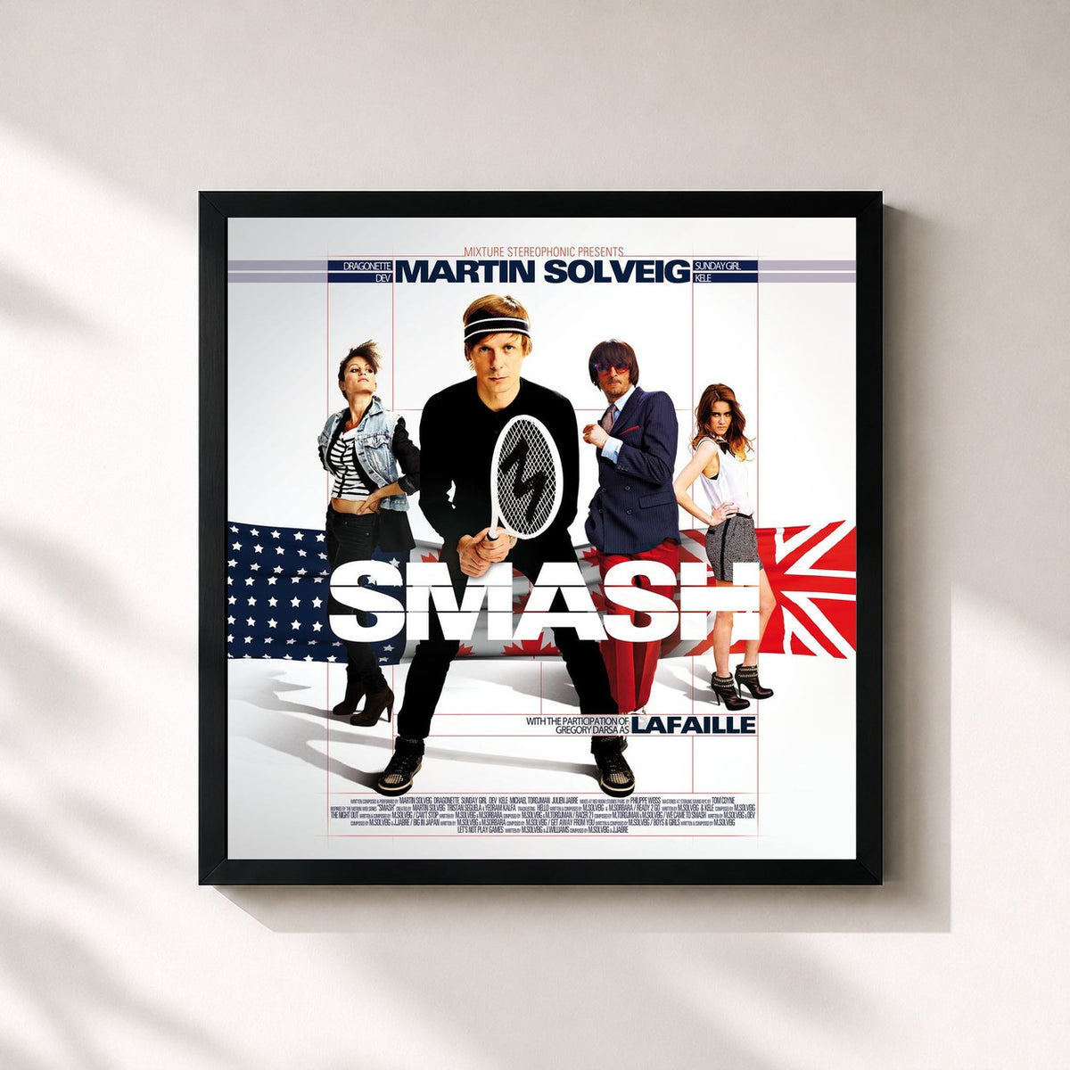 #noir Tableau carré de l'album Smash de Martin Solveig, cadre noir 32x32 cm