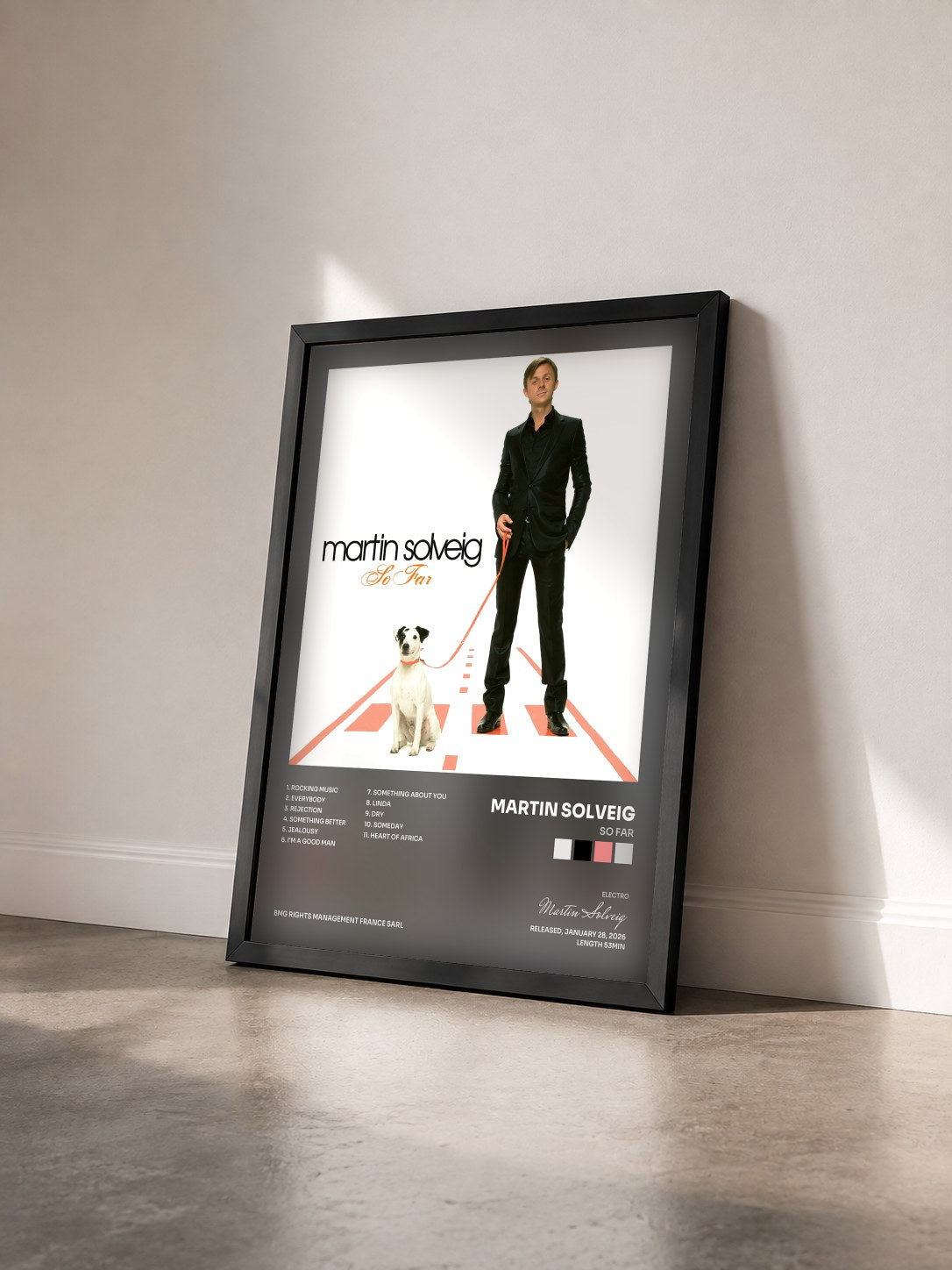 #noir Tableau de l'album So Far de Martin Solveig vu de trois quarts, cadre noir