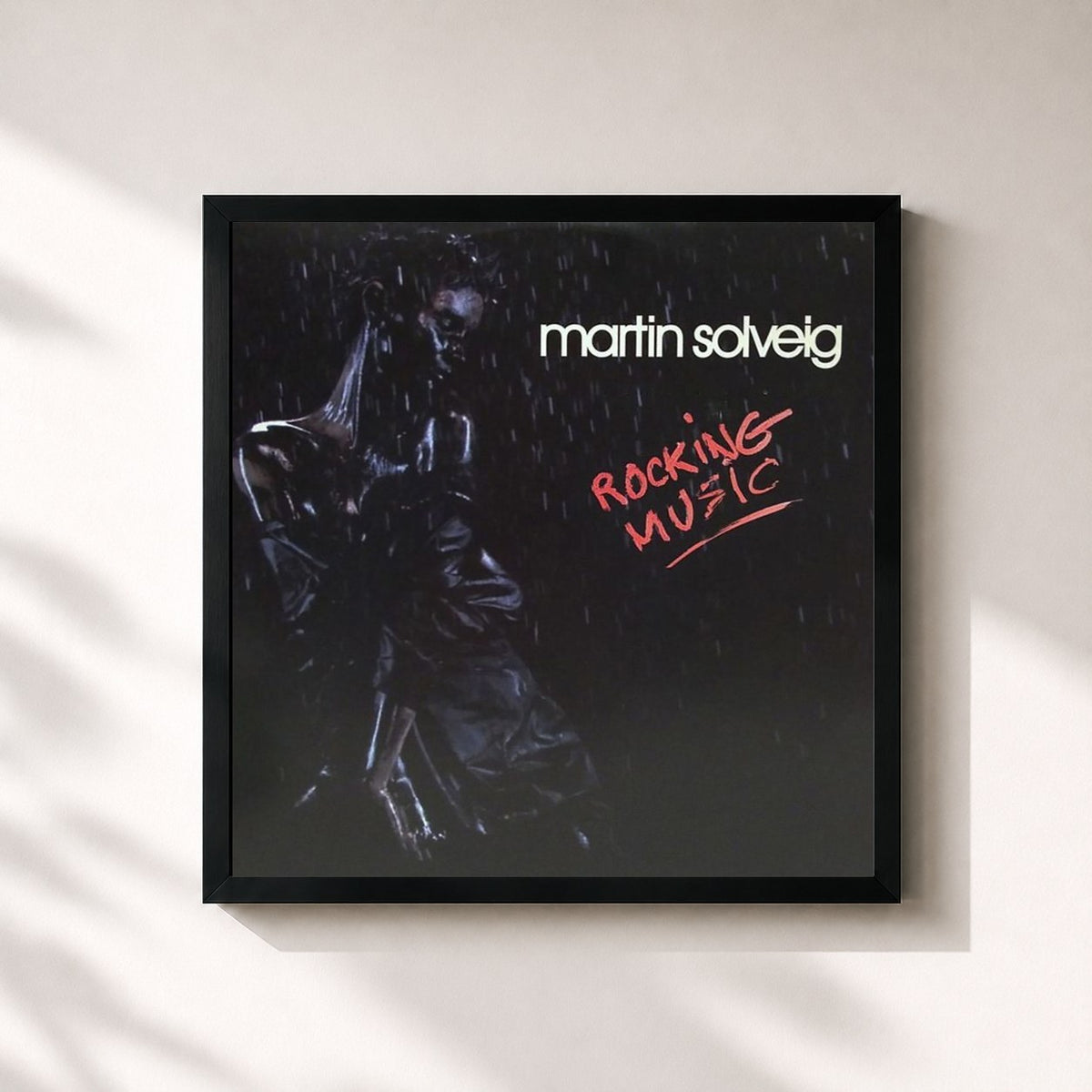 #noir Tableau carré de l'album Rocking Music (Remix) de Martin Solveig, cadre noir 32x32 cm