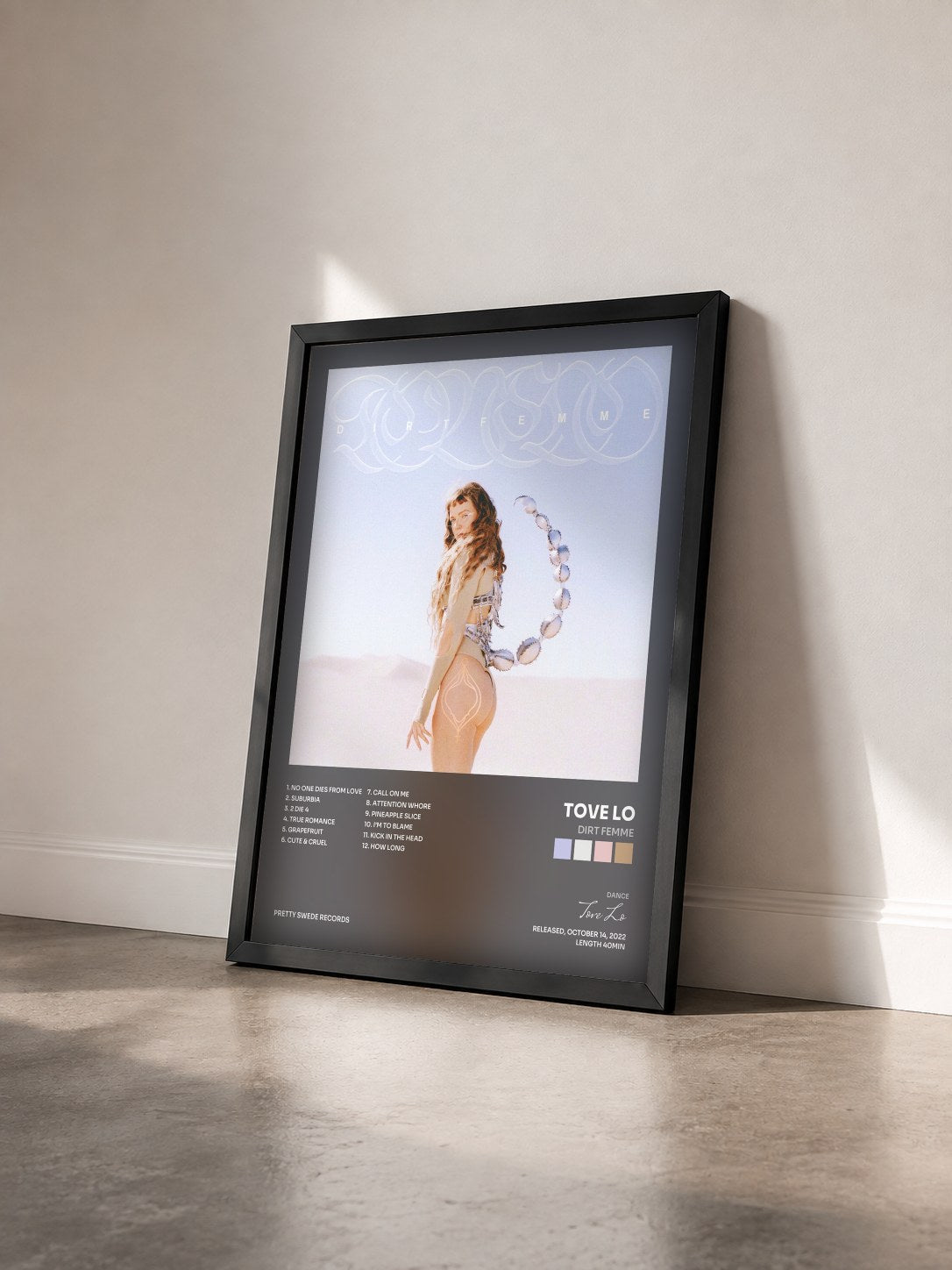 #noir Tableau de l'album Dirt Femme de Tove Lo vu de trois quarts, cadre noir