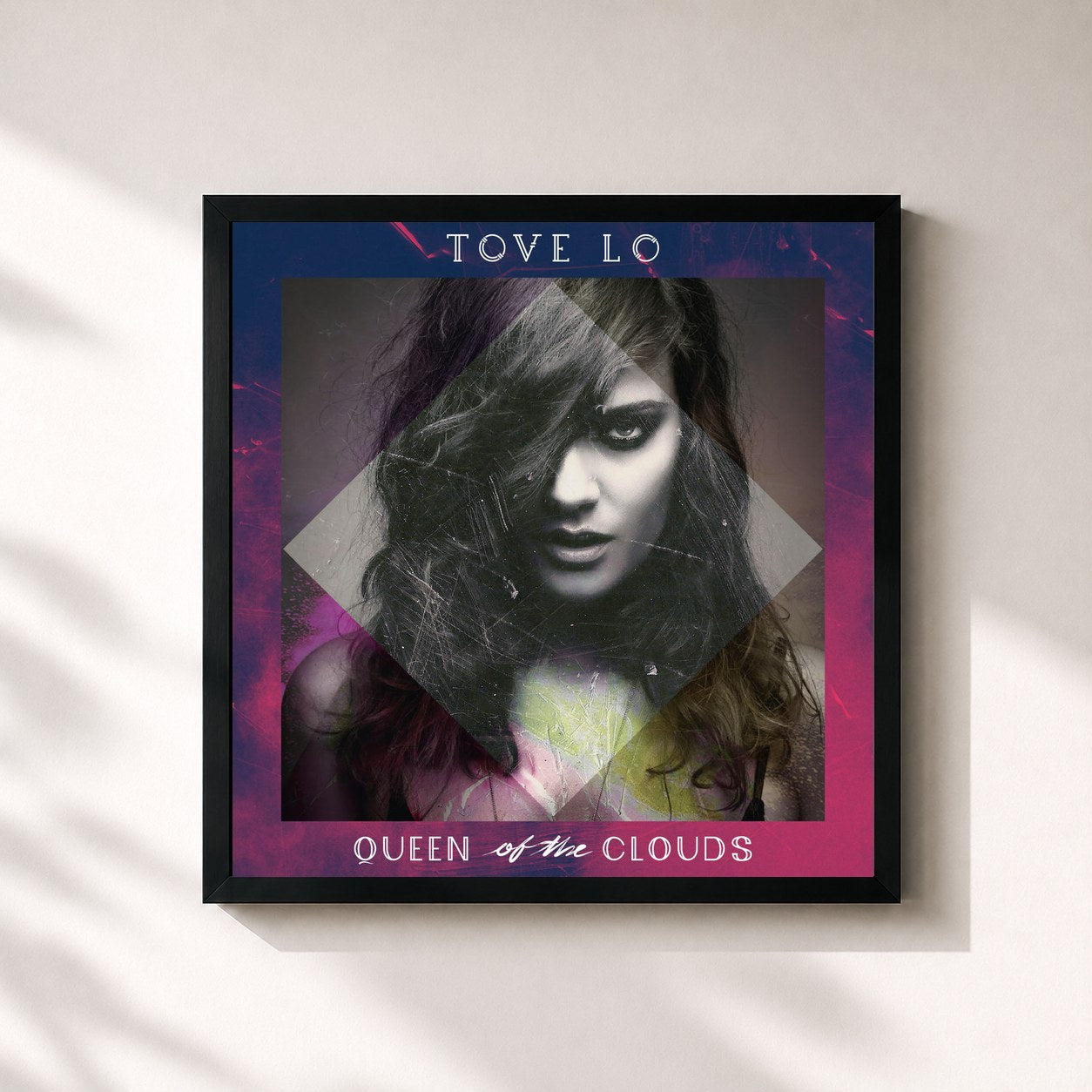#noir Queen Of The Clouds by Tove Lo as a square framed art print, black 32x32 cm frame