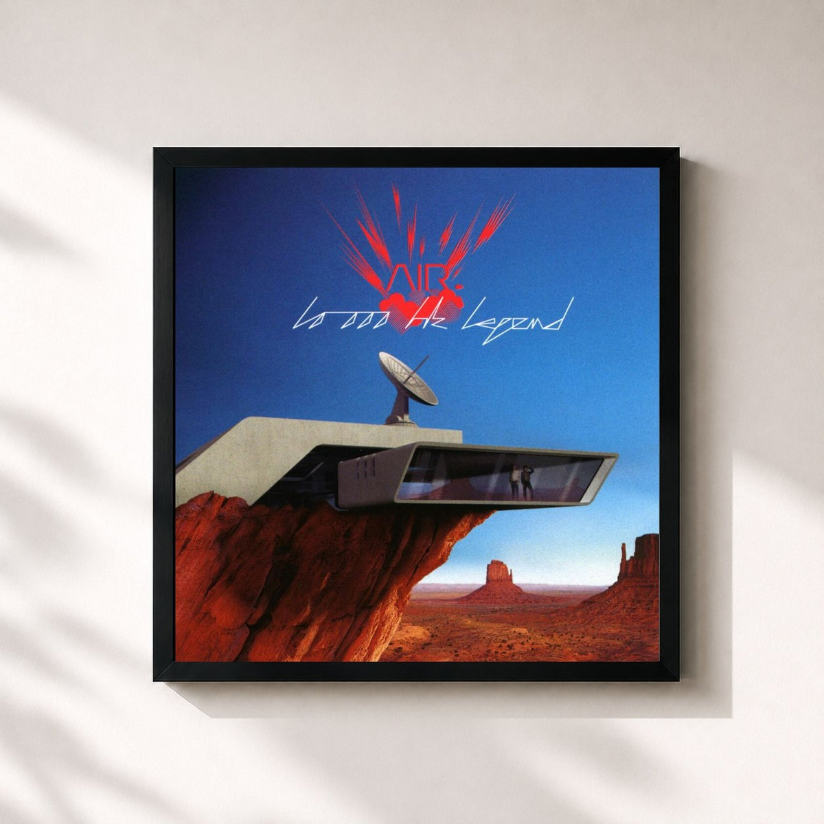 #noir Tableau carré de l'album 10 000 Hz Legend de Air, cadre noir 32x32 cm