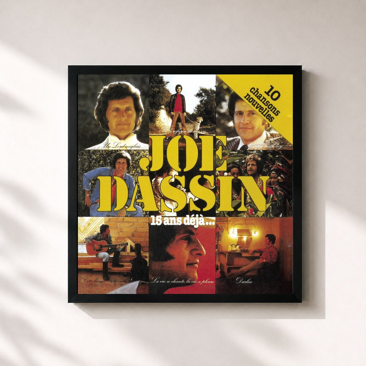 #noir 15 Ans Dejà by Joe Dassin as a square framed art print, black 32x32 cm frame