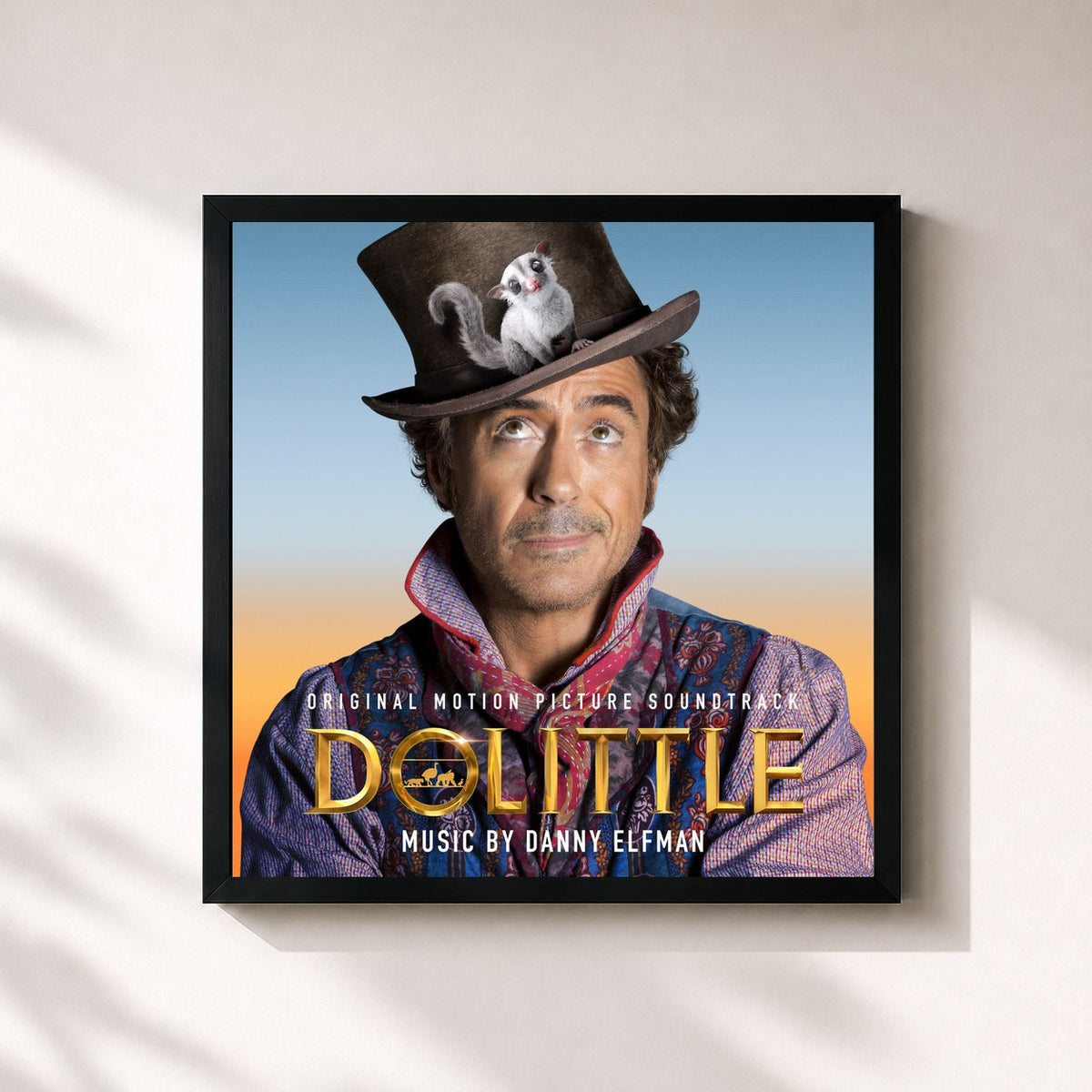 #noir Tableau carré de l'album Dolittle (Original Motion Picture Soundtrack) de Danny Elfman, cadre noir 32x32 cm