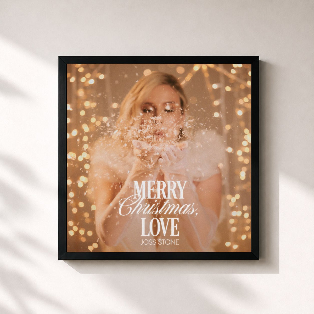 #noir Merry Christmas, Love by Joss Stone as a square framed art print, black 32x32 cm frame