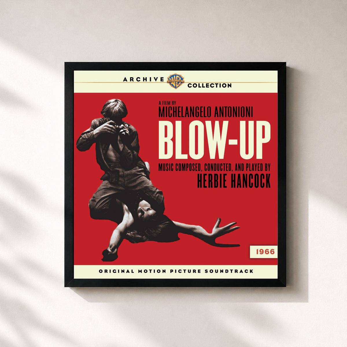 #noir Tableau carré de l'album Blow-Up (Original Motion Picture Soundtrack) de Herbie Hancock, cadre noir 32x32 cm