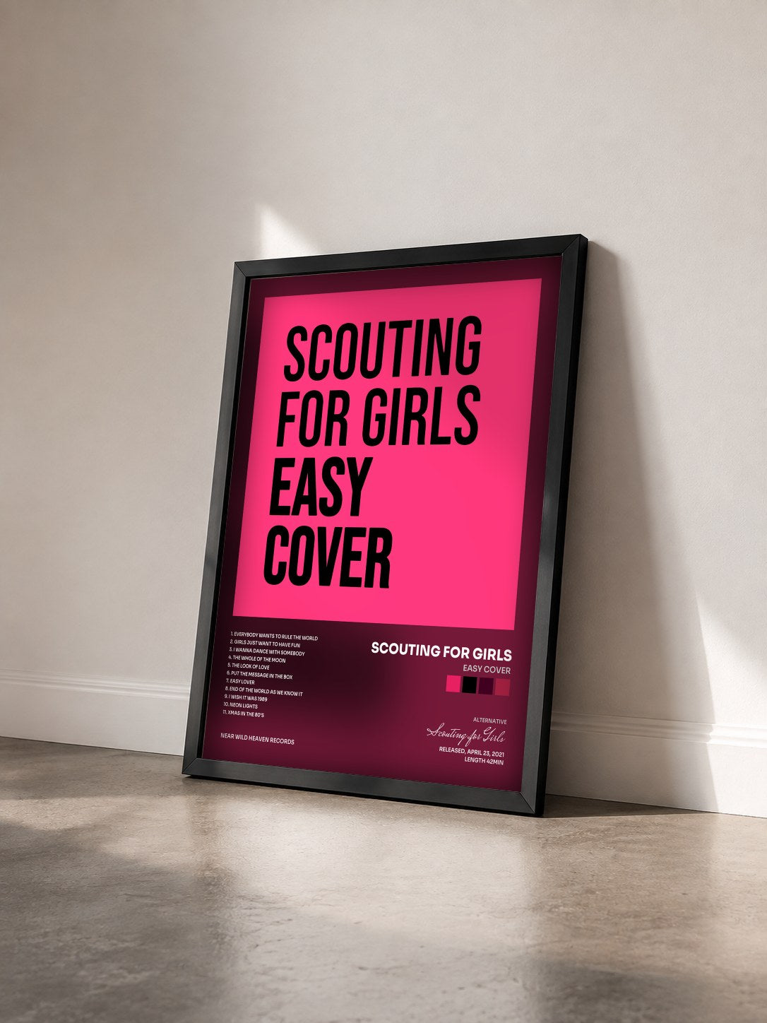 #noir Tableau de l'album Easy Cover de Scouting for Girls vu de trois quarts, cadre noir