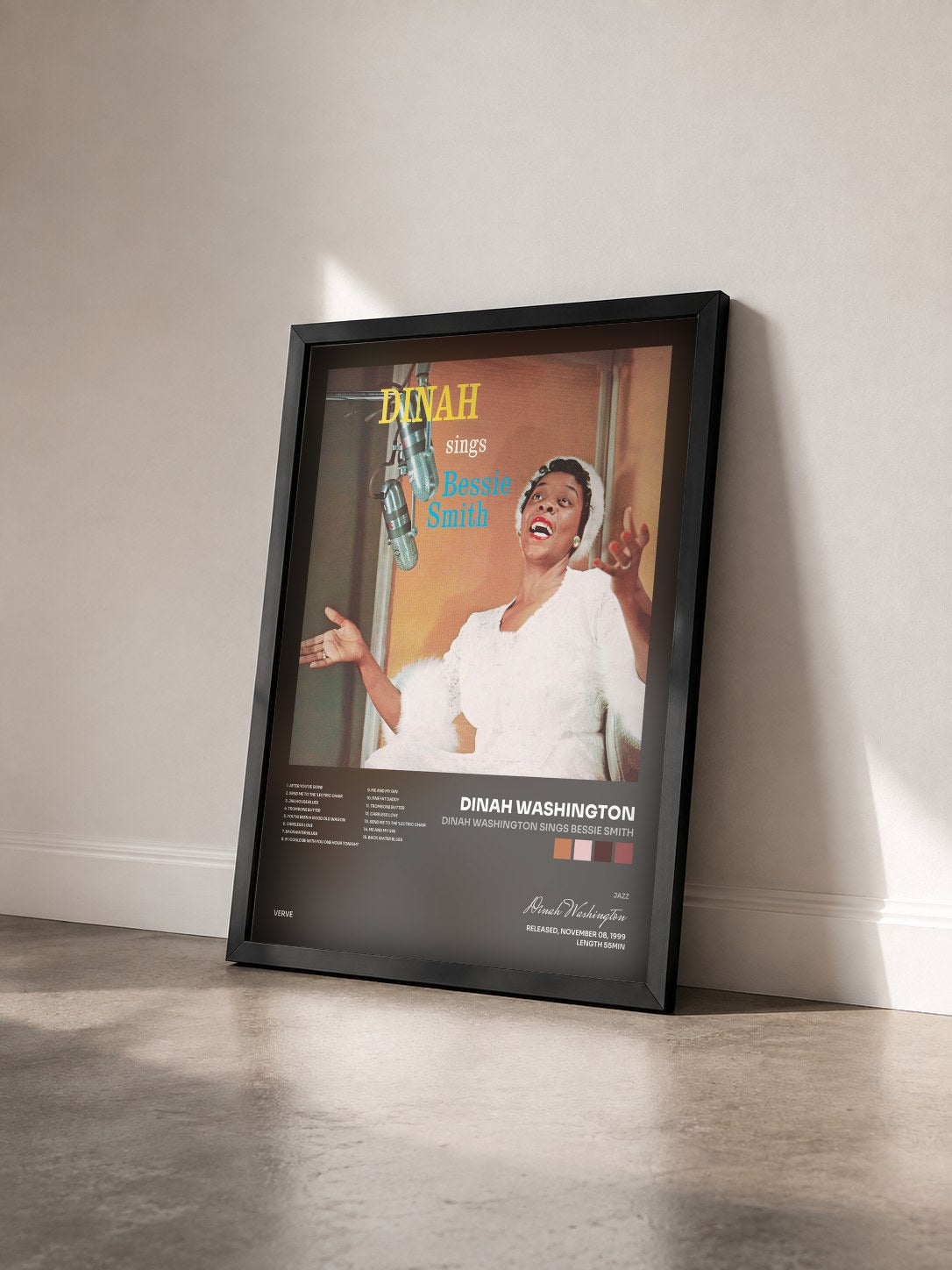 #noir Tableau de l'album Dinah Washington Sings Bessie Smith de Dinah Washington vu de trois quarts, cadre noir