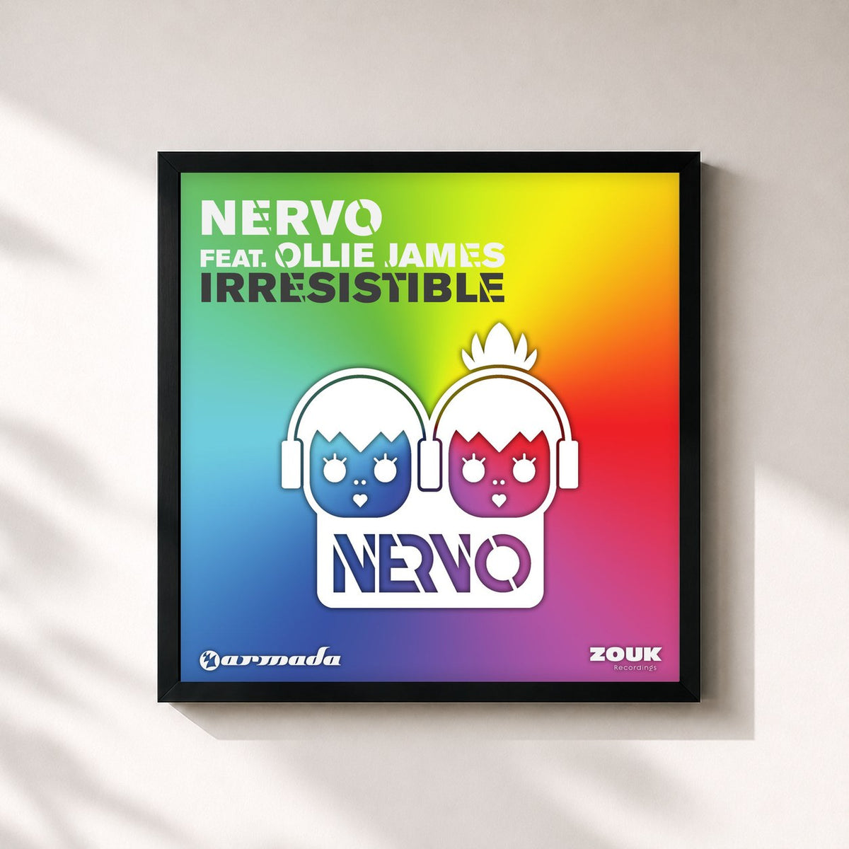 #noir Tableau carré de l'album Irresistible de Nervo, cadre noir 32x32 cm