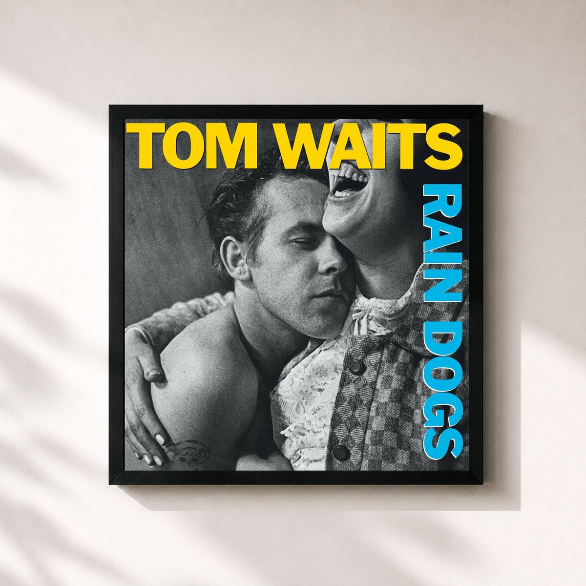 #noir Rain Dogs (2023 Remaster) di Tom Waits in stampa quadrata incorniciata, cornice nera 32x32 cm