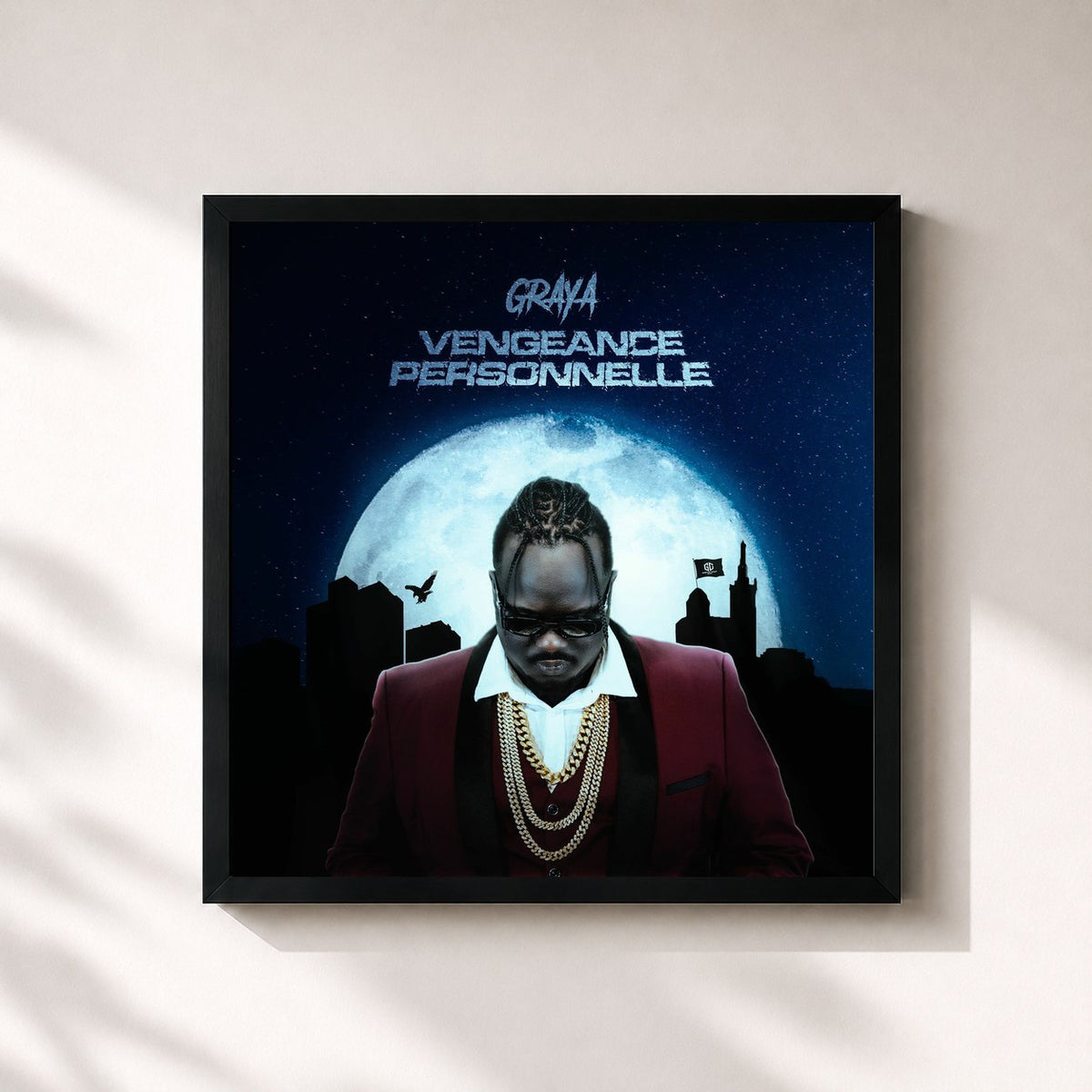 #noir Vengeance personnelle by Graya as a square framed art print, black 32x32 cm frame
