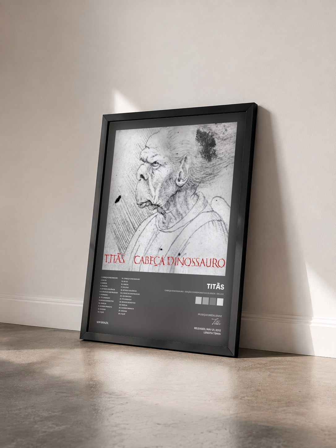 #noir Tableau de l'album Cabeça Dinossauro - Edição Comemorativa 30 anos - Deluxe de Titãs vu de trois quarts, cadre noir