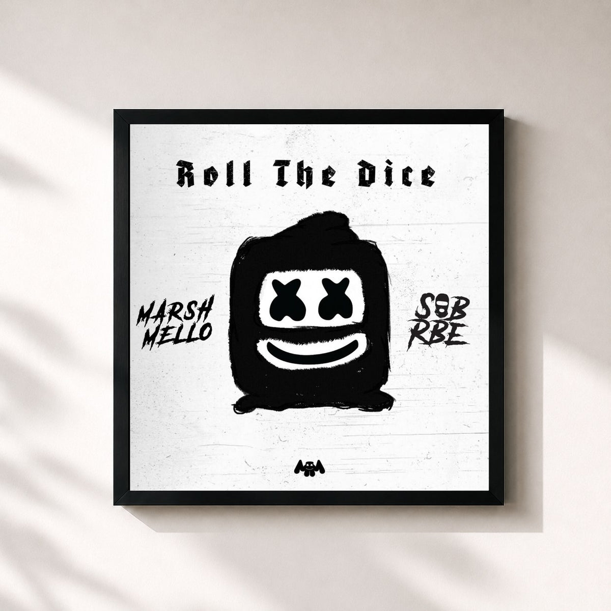 #noir Tableau carré de l'album Roll The Dice de Marshmello, cadre noir 32x32 cm