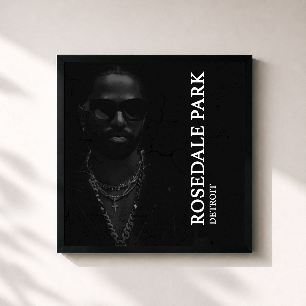 #noir Tableau carré de l'album Rosedale Park de Big Sean, cadre noir 32x32 cm