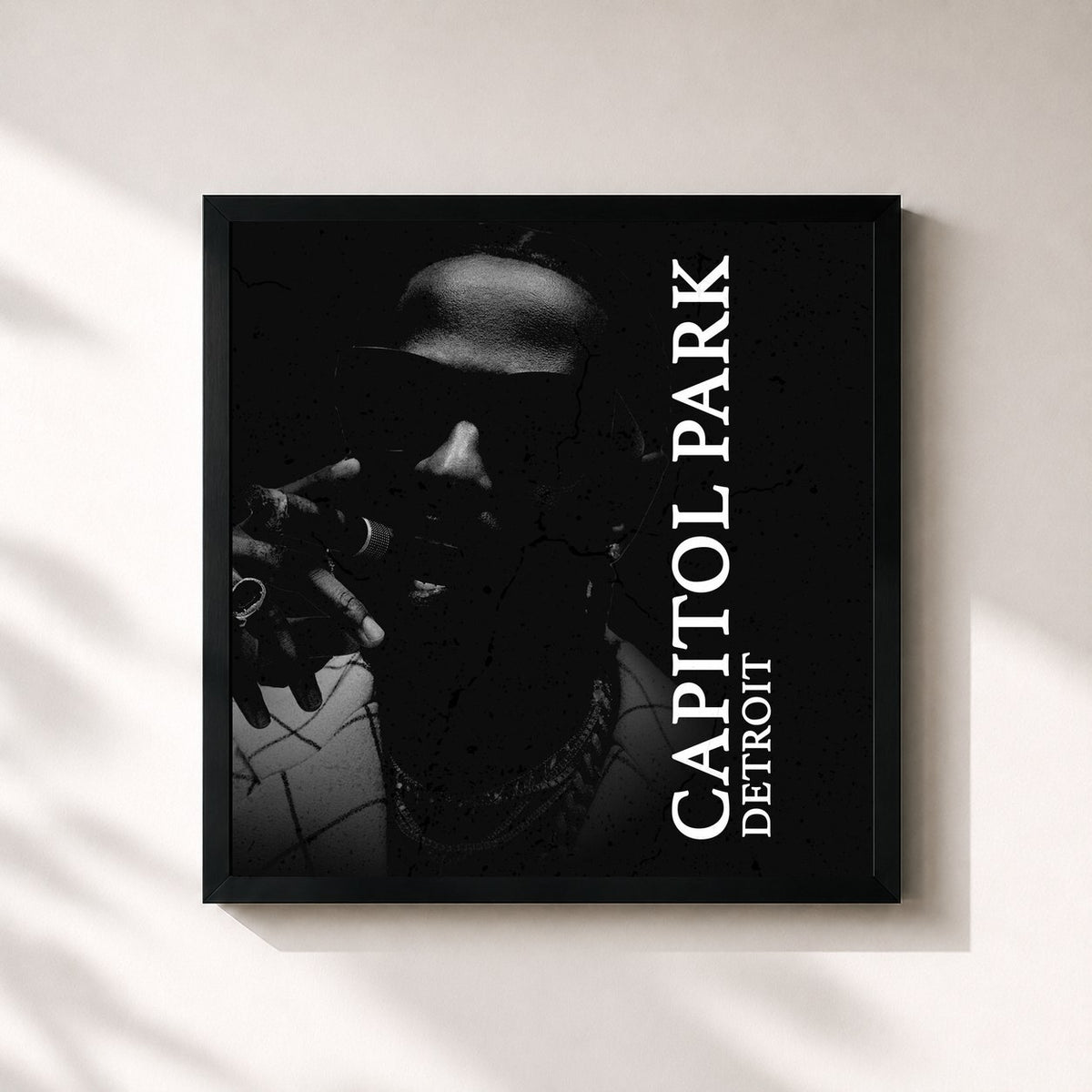 #noir Tableau carré de l'album Capitol Park de Big Sean, cadre noir 32x32 cm