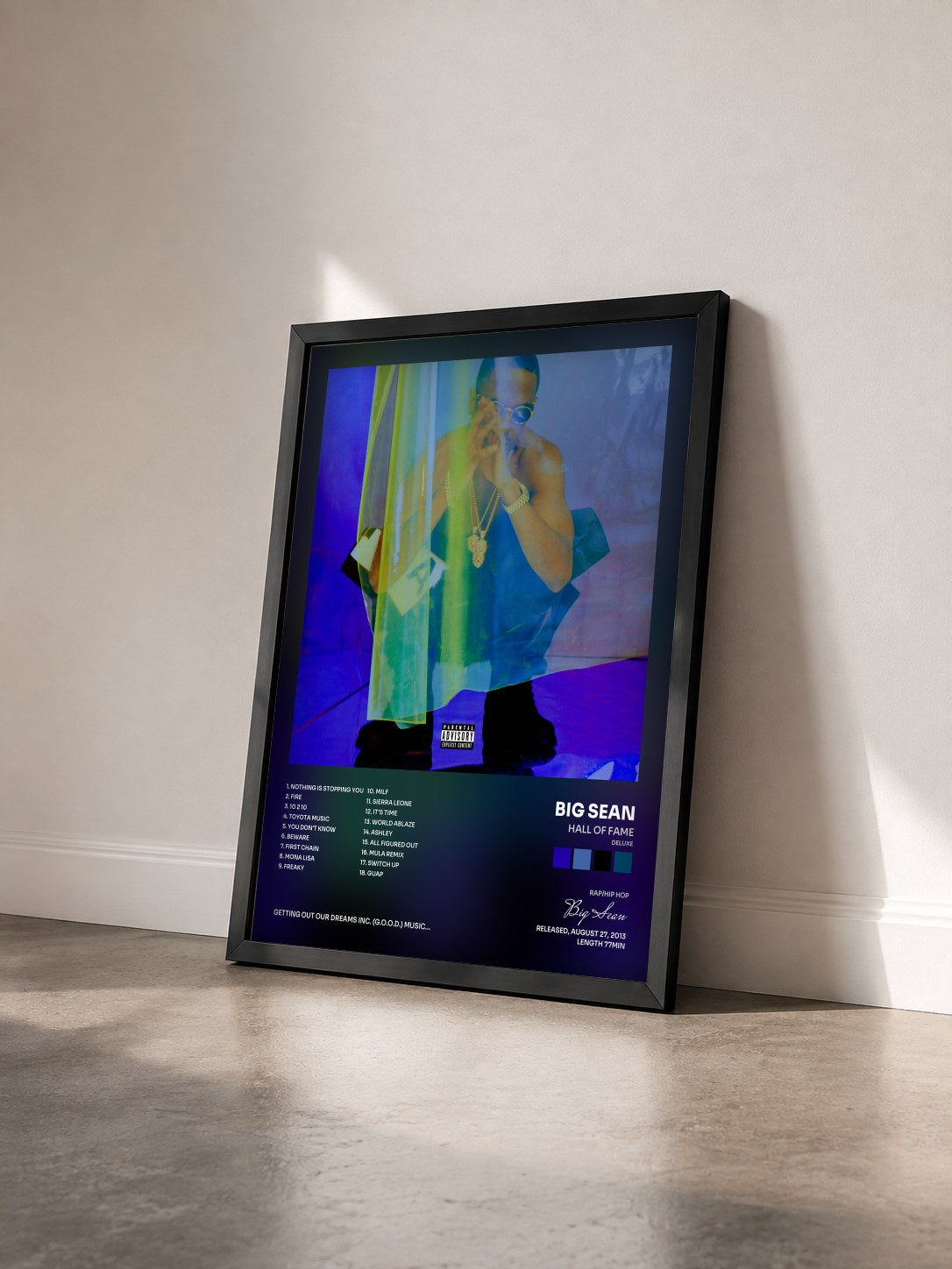 #noir Tableau de l'album Hall Of Fame (Deluxe) de Big Sean vu de trois quarts, cadre noir