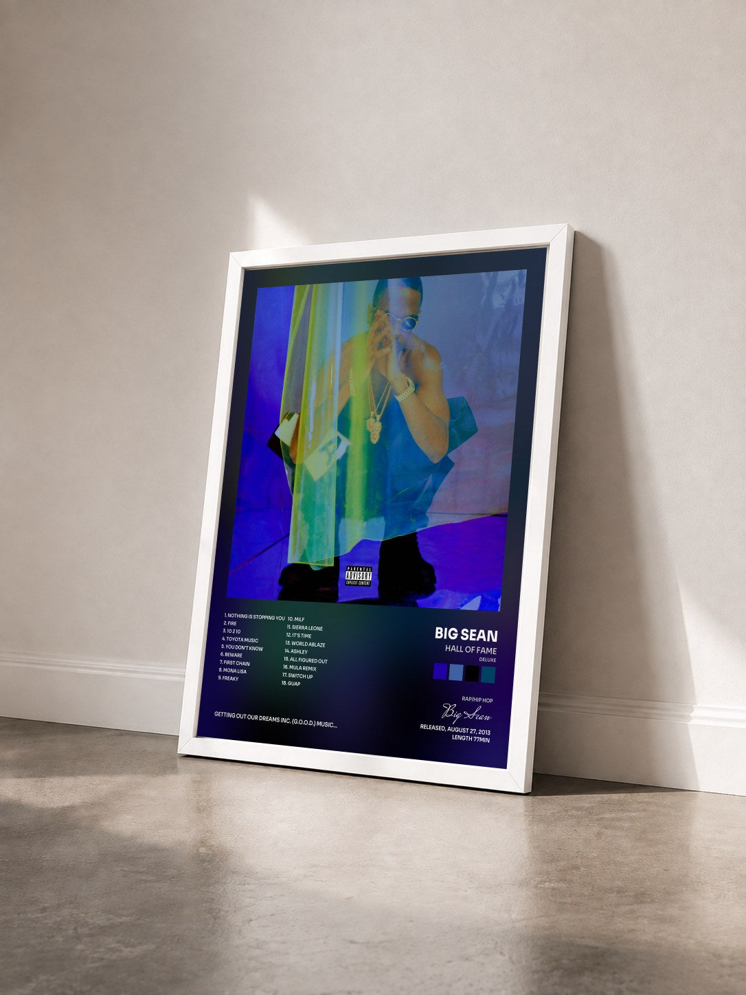 #blanc Tableau de l'album Hall Of Fame (Deluxe) de Big Sean vu de trois quarts, cadre blanc