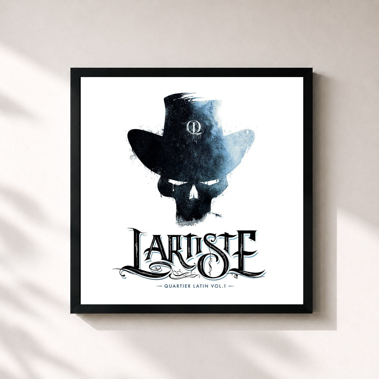#noir Tableau carré de l'album QUARTIER LATIN VOL.1 de Lartiste, cadre noir 32x32 cm