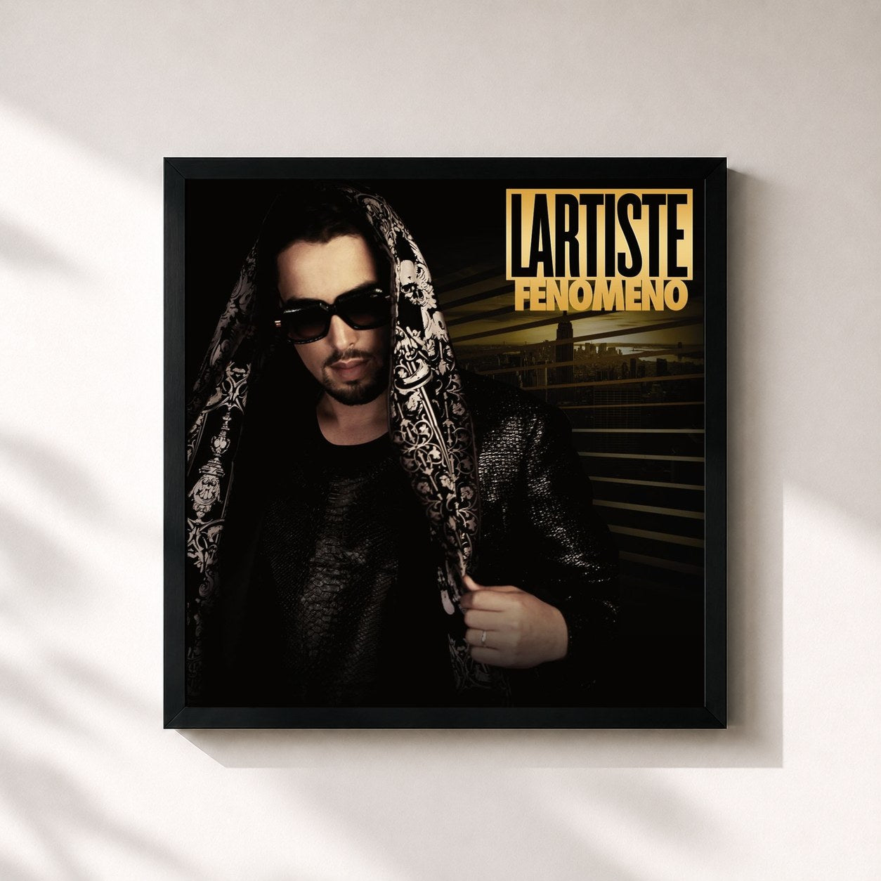 #noir Tableau carré de l'album Fenómeno de Lartiste, cadre noir 32x32 cm