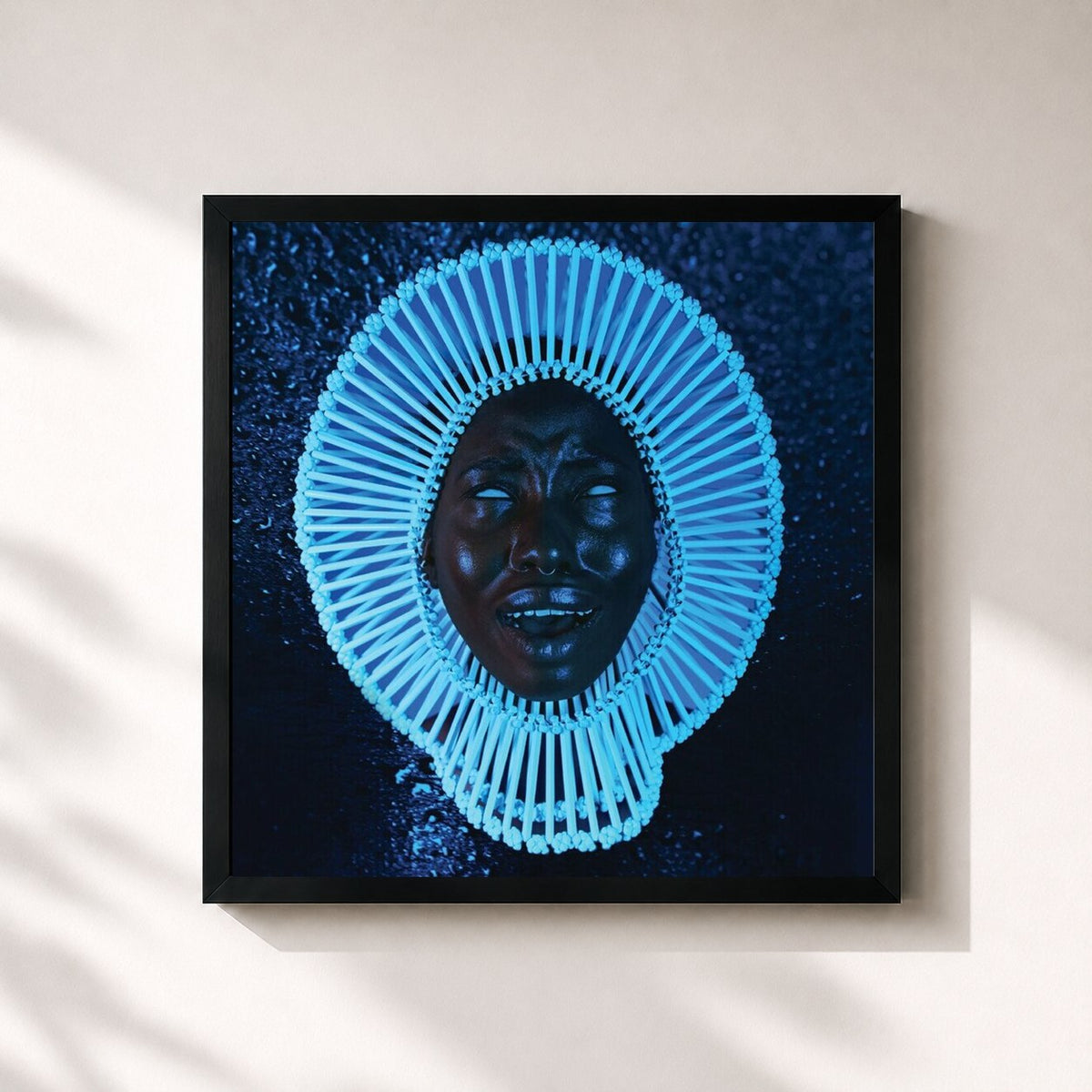 #noir "Awaken, My Love!" by Childish Gambino as a square framed art print, black 32x32 cm frame