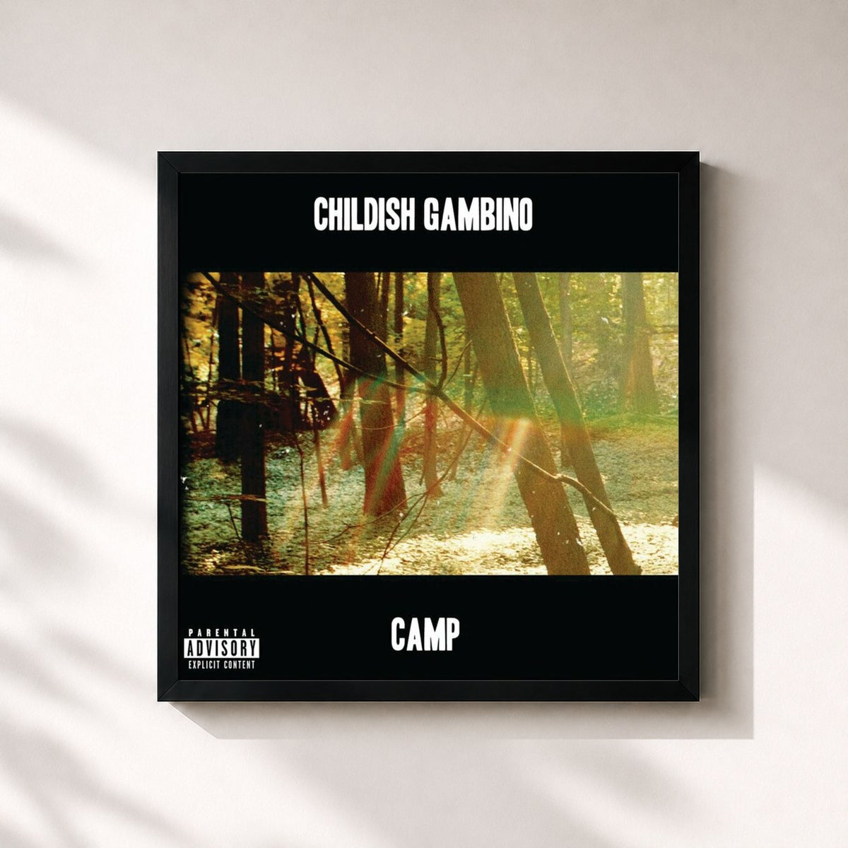 #noir Camp by Childish Gambino as a square framed art print, black 32x32 cm frame