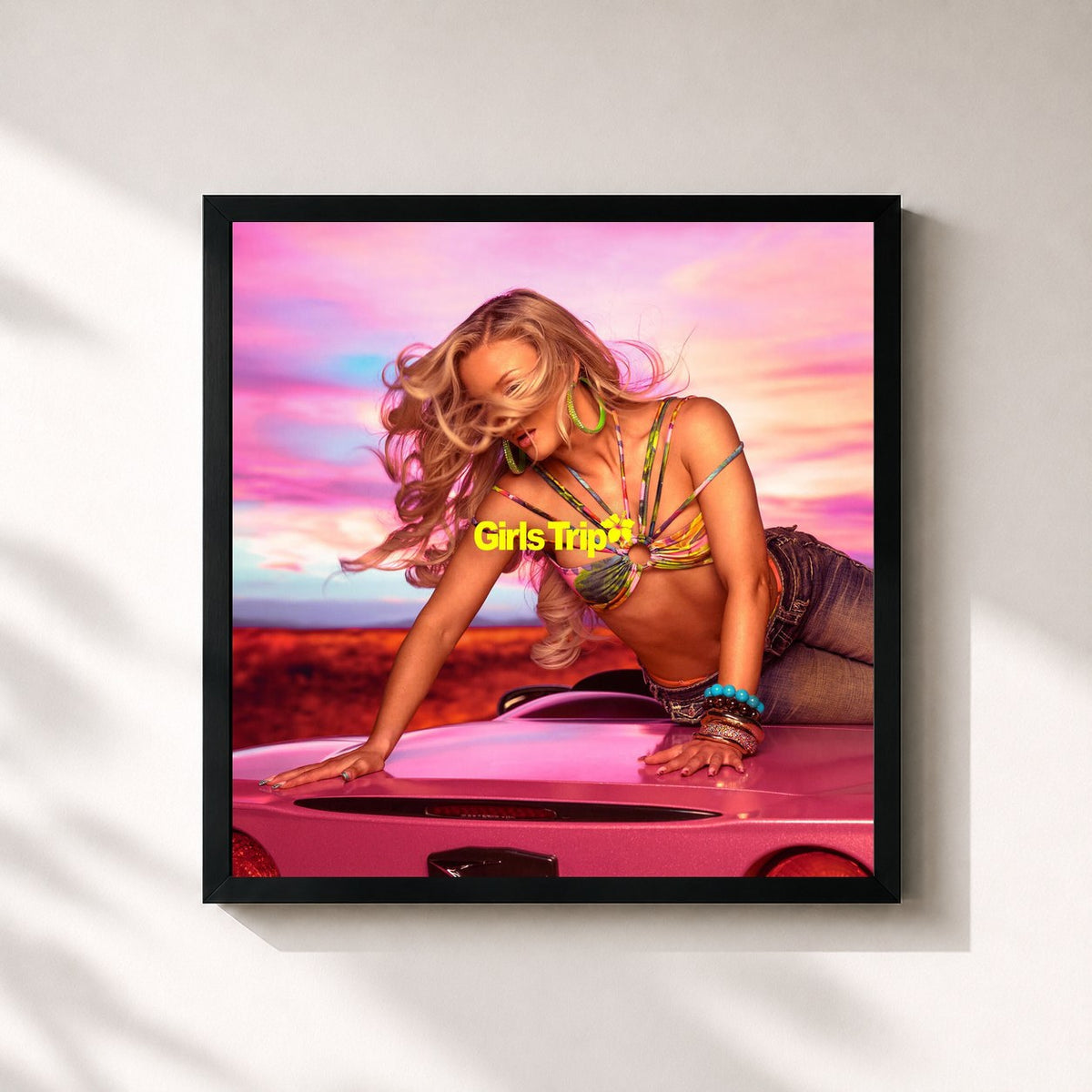 #noir Tableau carré de l'album Midnight Sun: Girls Trip de Zara Larsson, cadre noir 32x32 cm