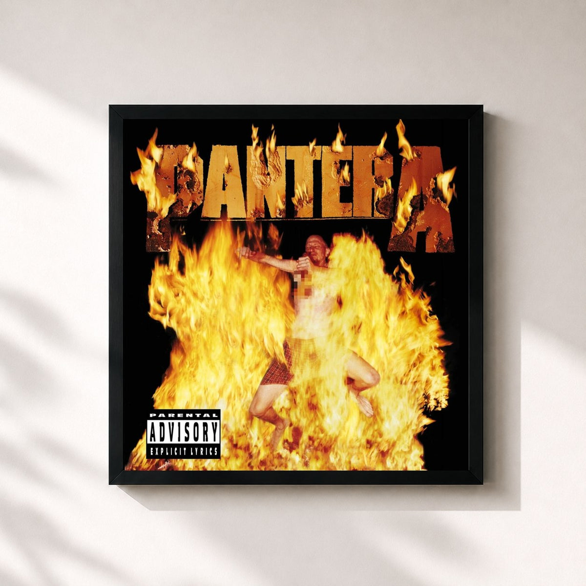 #noir Tableau carré de l'album Reinventing the Steel de Pantera, cadre noir 32x32 cm