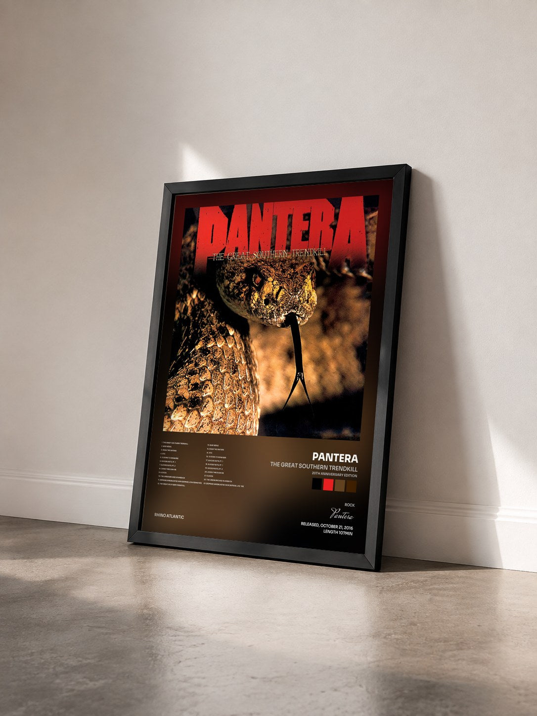 #noir Tableau de l'album The Great Southern Trendkill (20th Anniversary Edition) de Pantera vu de trois quarts, cadre noir