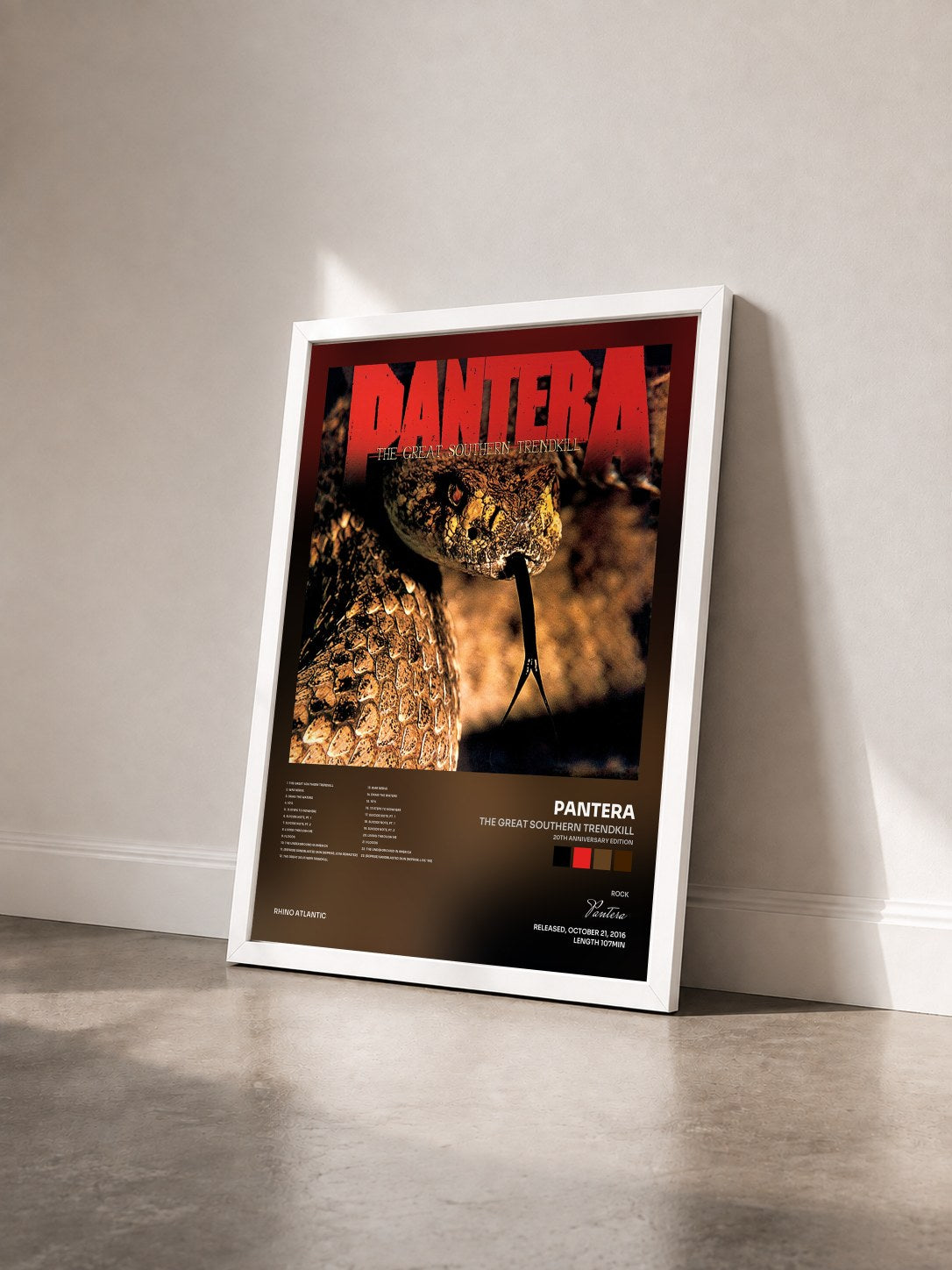 #blanc Tableau de l'album The Great Southern Trendkill (20th Anniversary Edition) de Pantera vu de trois quarts, cadre blanc