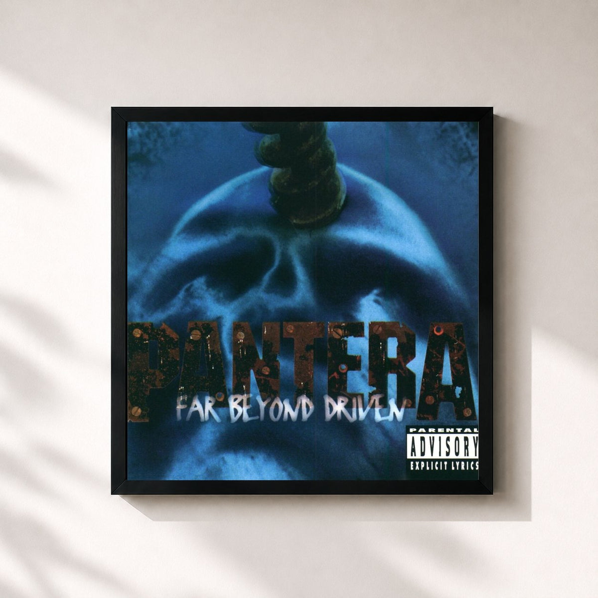 #noir Tableau carré de l'album Far Beyond Driven de Pantera, cadre noir 32x32 cm