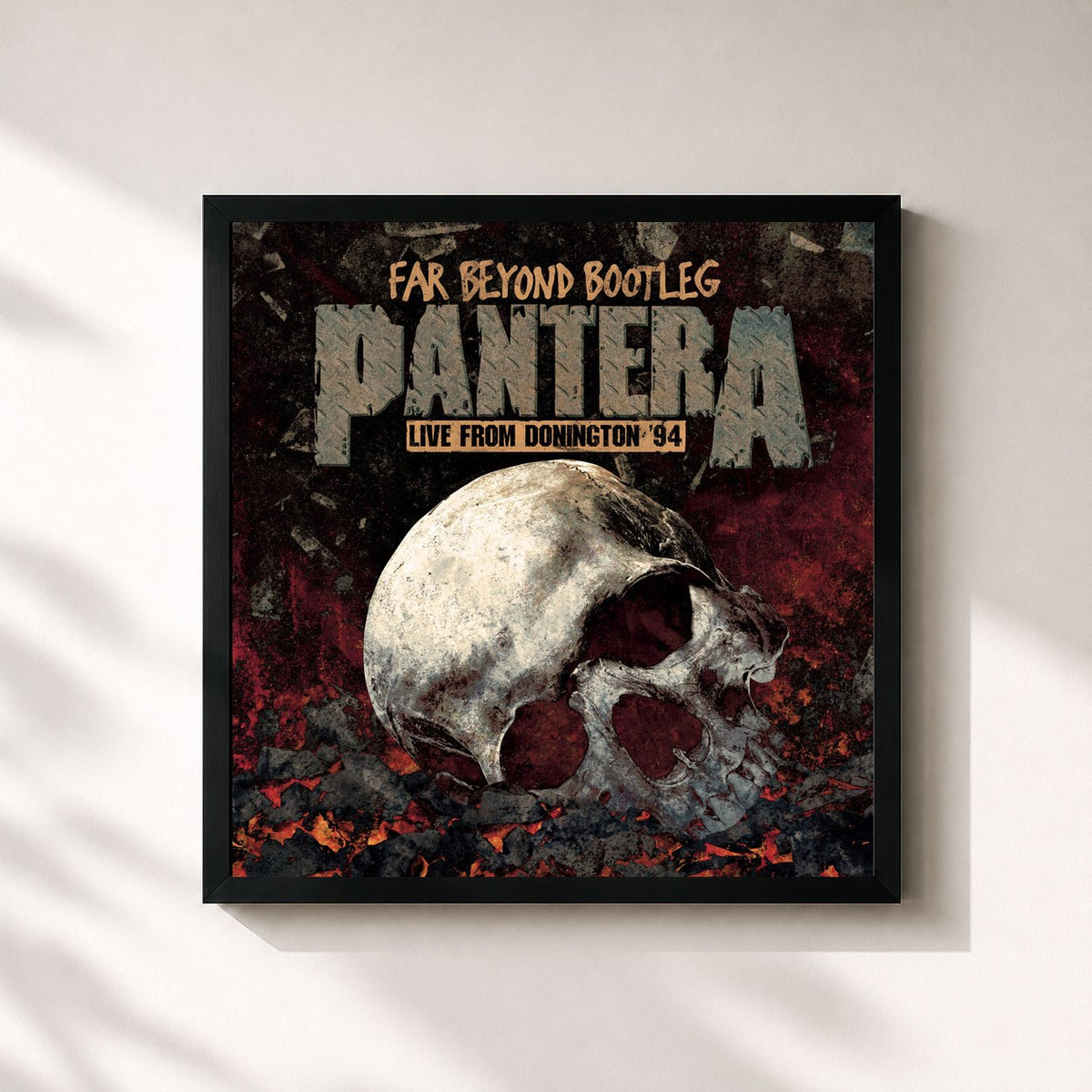 #noir Tableau carré de l'album Far Beyond Driven (20th Anniversary Deluxe Edition) de Pantera, cadre noir 32x32 cm