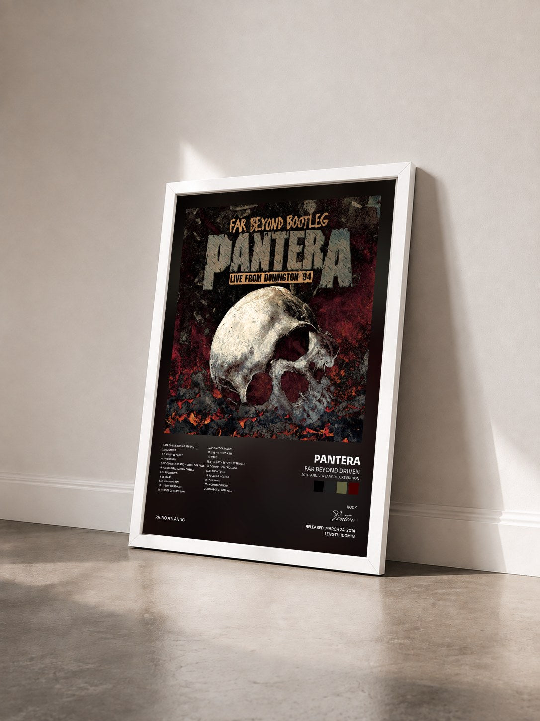 #blanc Tableau de l'album Far Beyond Driven (20th Anniversary Deluxe Edition) de Pantera vu de trois quarts, cadre blanc