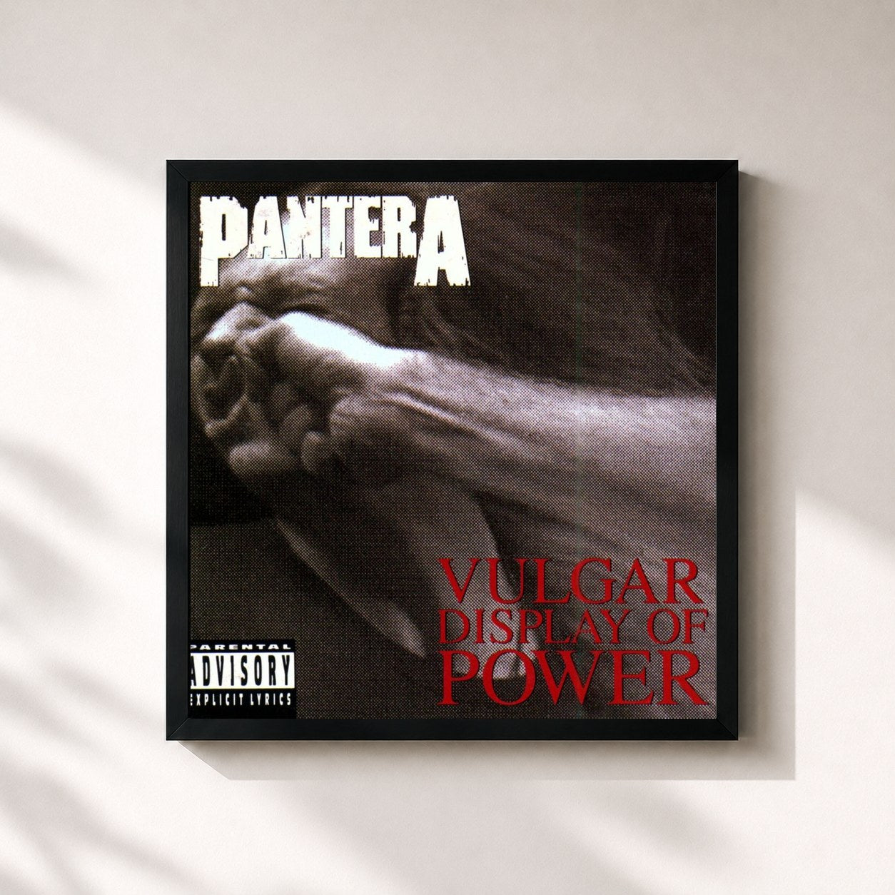 #noir Vulgar Display of Power by Pantera as a square framed art print, black 32x32 cm frame