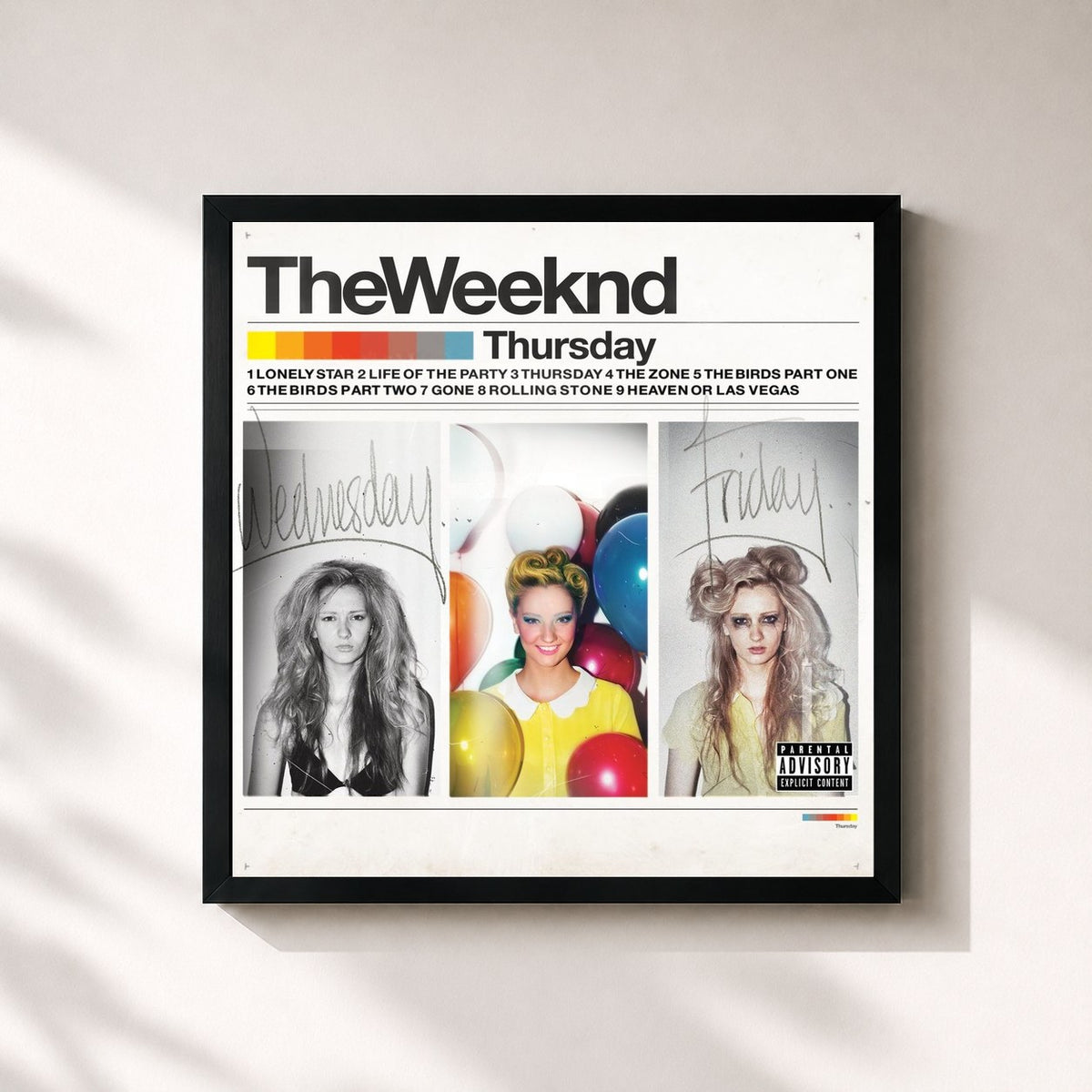 #noir Tableau carré de l'album Thursday (Original) de The Weeknd, cadre noir 32x32 cm