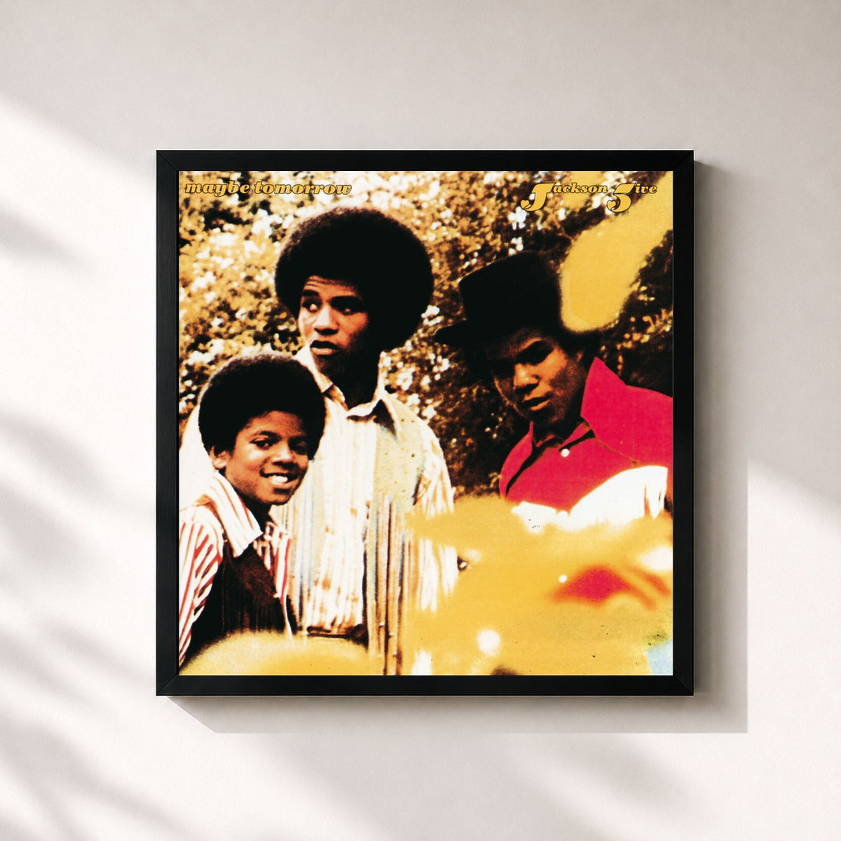 #noir Tableau carré de l'album Maybe Tomorrow de Jackson 5, cadre noir 32x32 cm