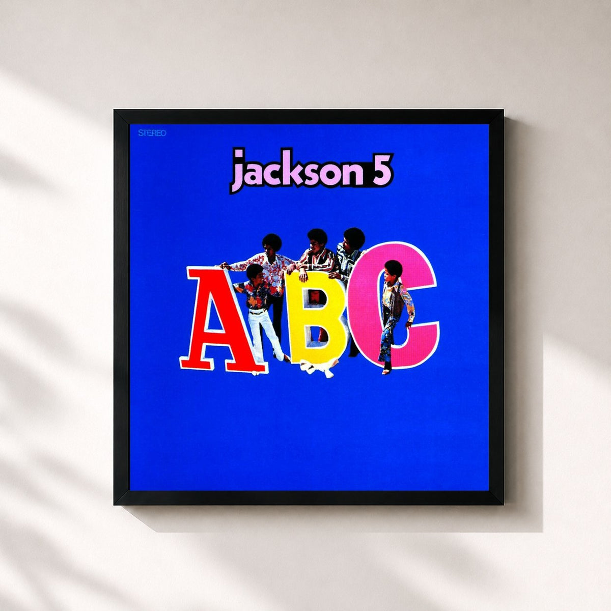 #noir Tableau carré de l'album ABC de Jackson 5, cadre noir 32x32 cm